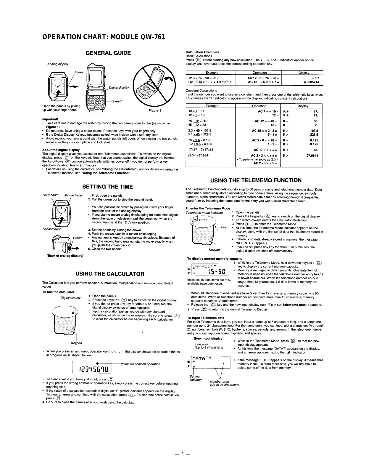 Casio QW-761 User Manual