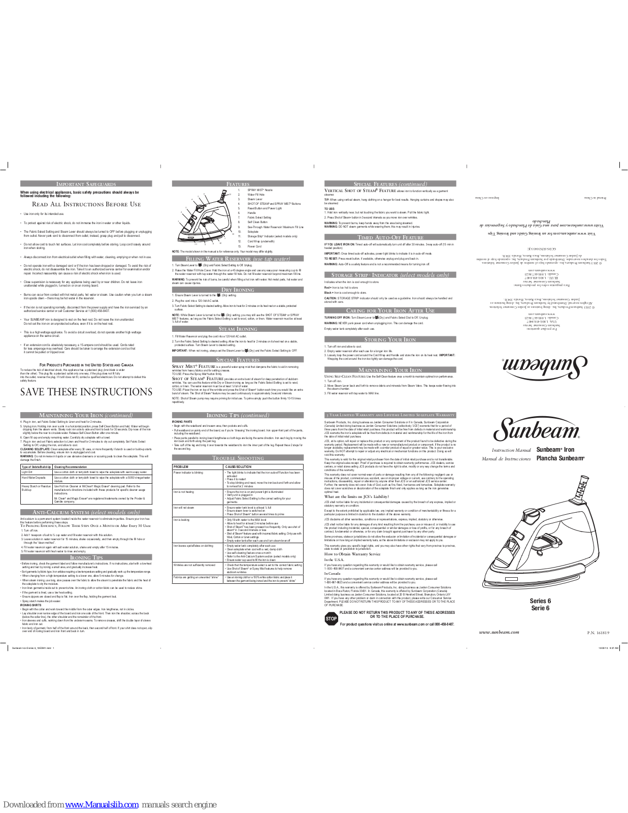 Sunbeam Series 6 Instruction Manual