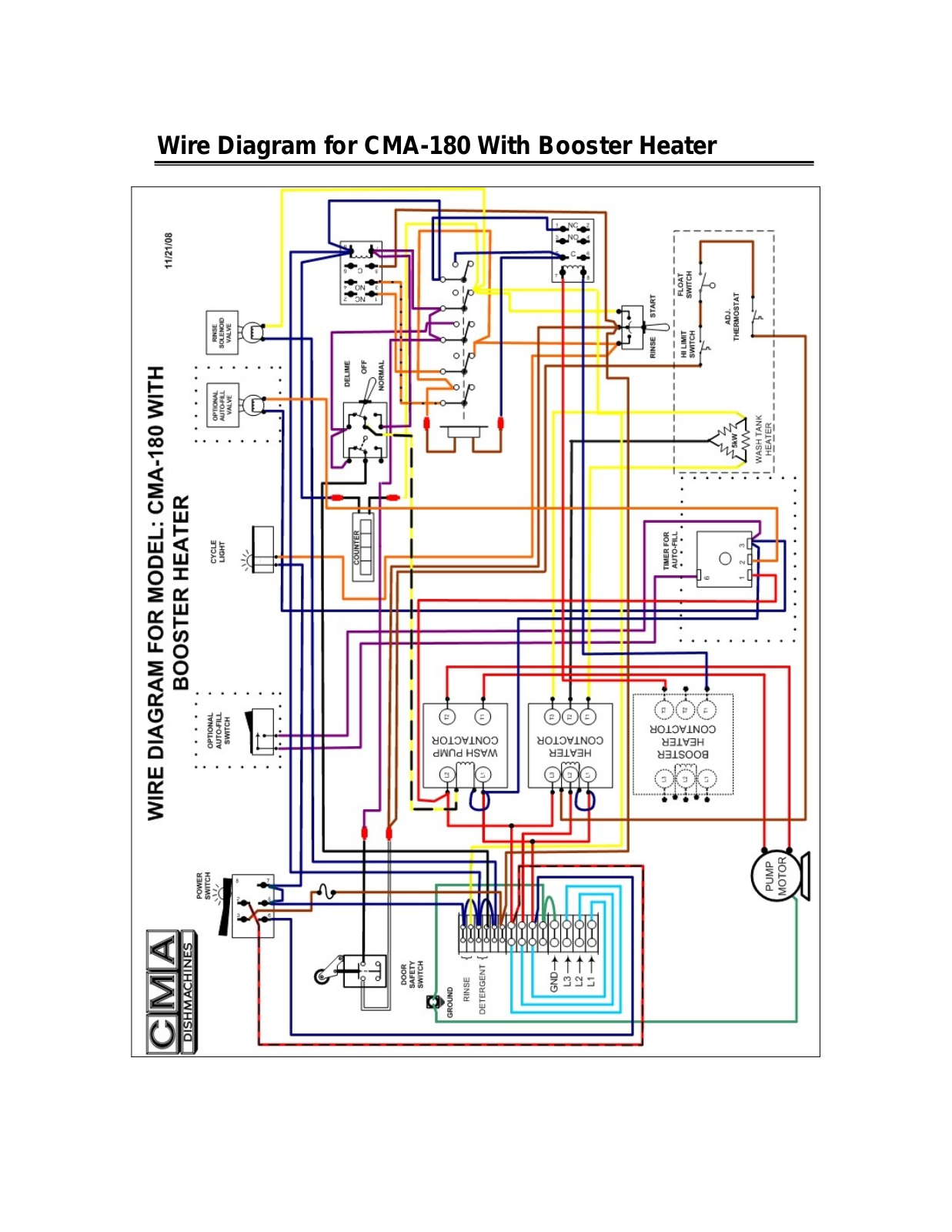 CMA Dishmachines 180 TC Parts Diagram