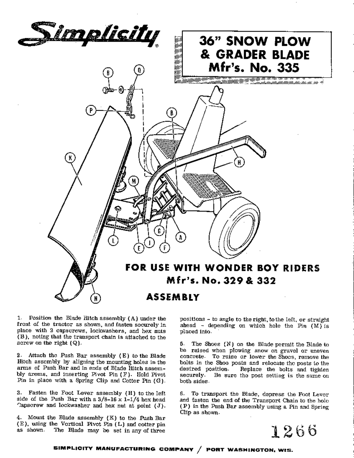 Simplicity 335 User Manual