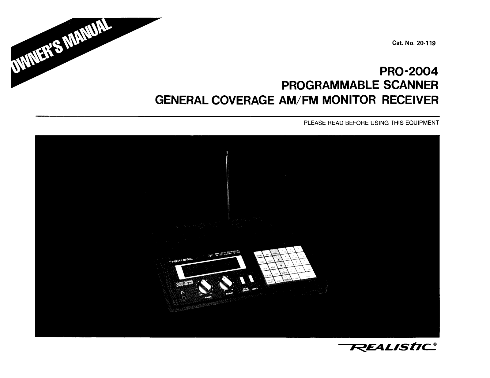 Realistic   RadioShack PRO-2004 Owners Manual