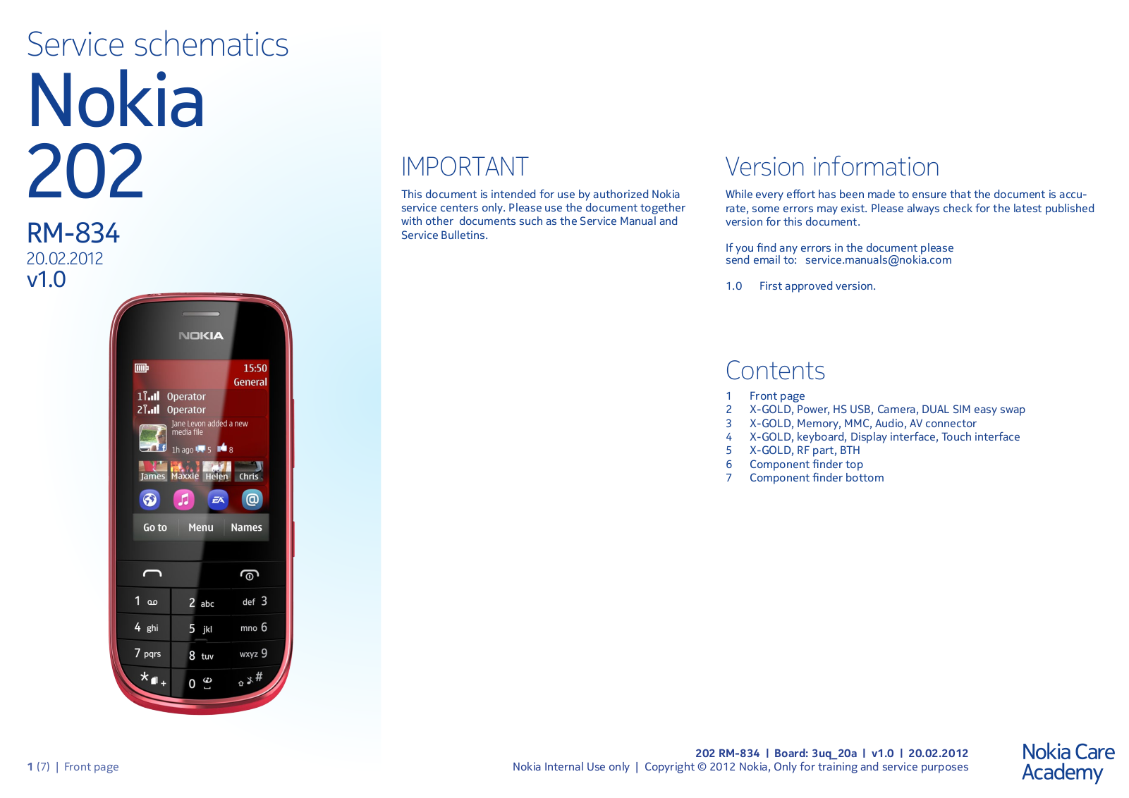 Nokia 202 RM-834 Schematic