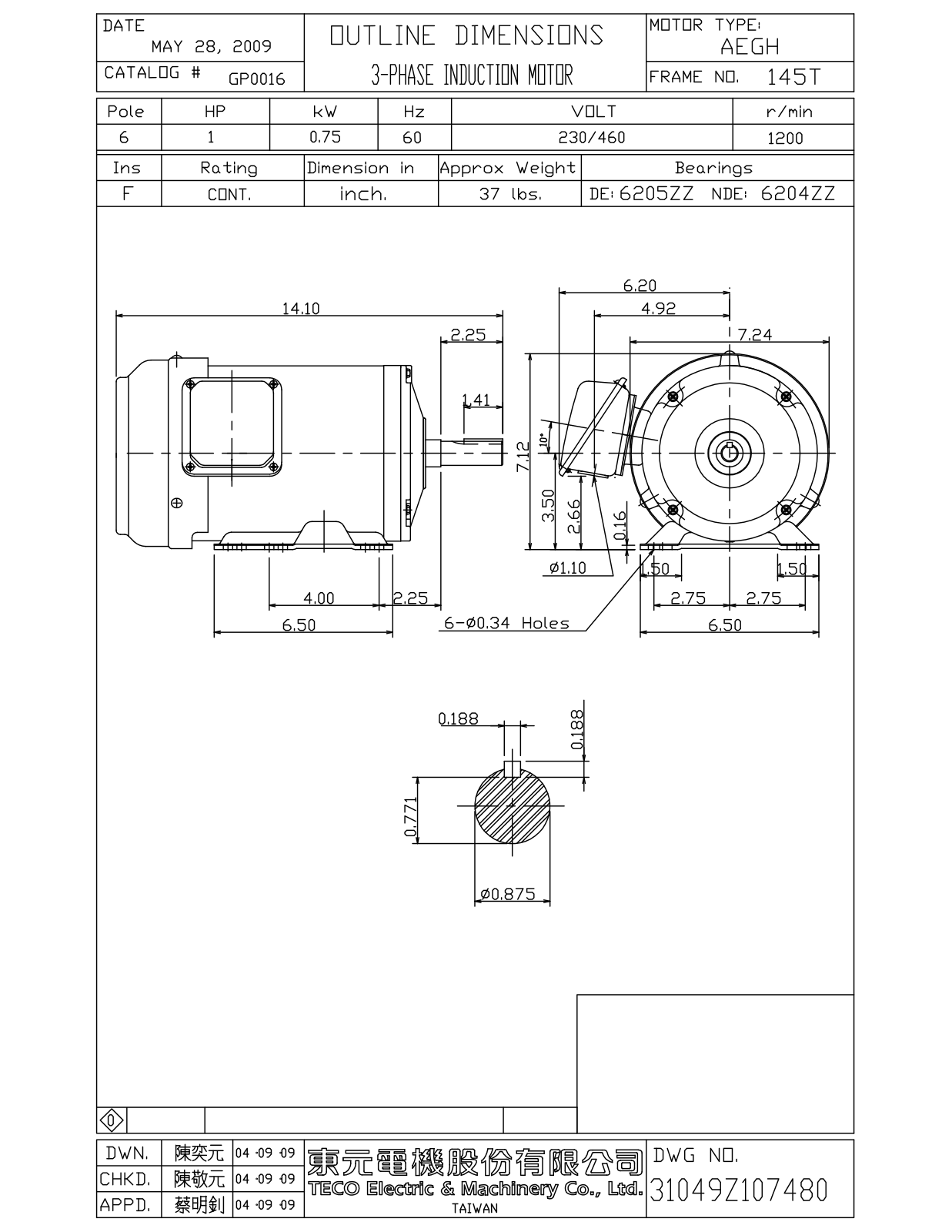 Teco GP0016 Reference Drawing