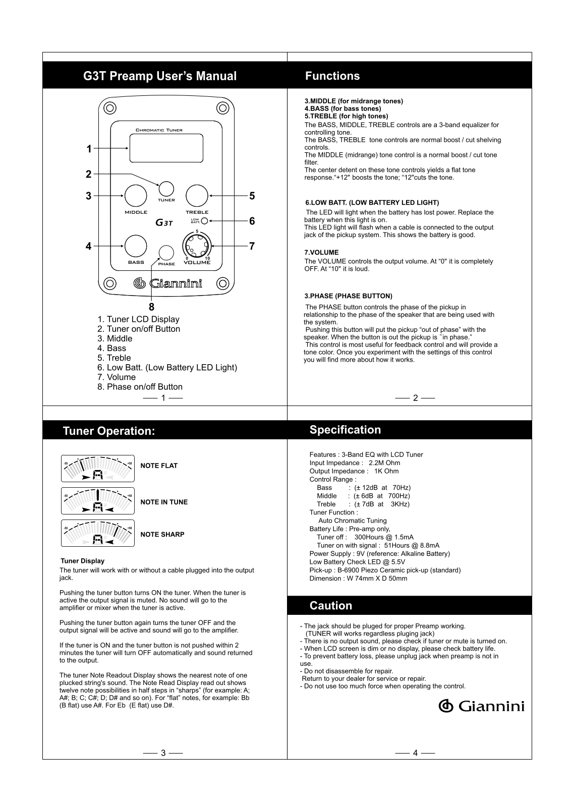 Giannini G3T User Manual