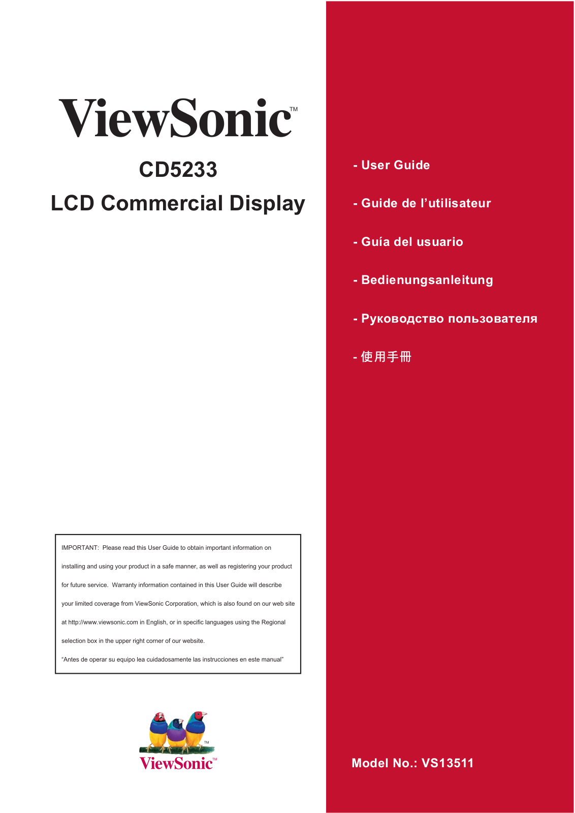 ViewSonic CD5233I, CD5233 User Manual