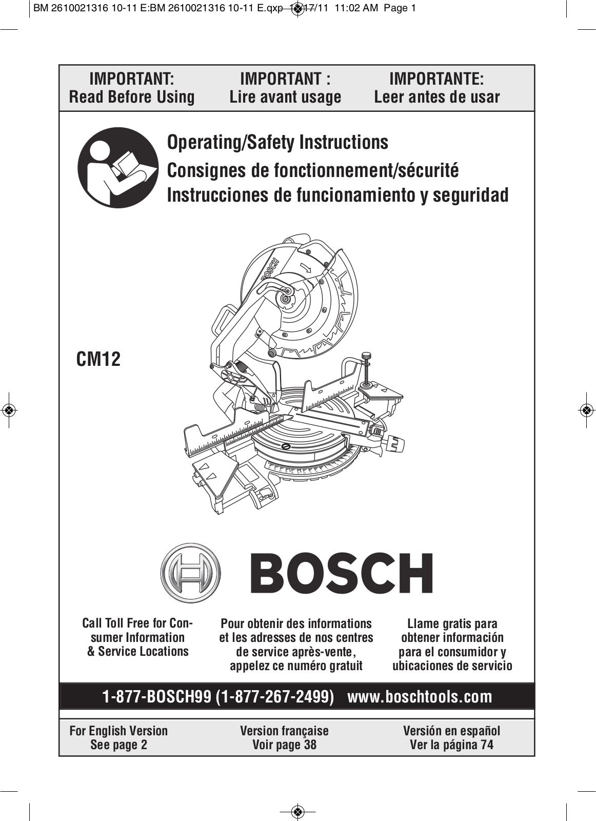 Bosch Power Tools CM12 User Manual