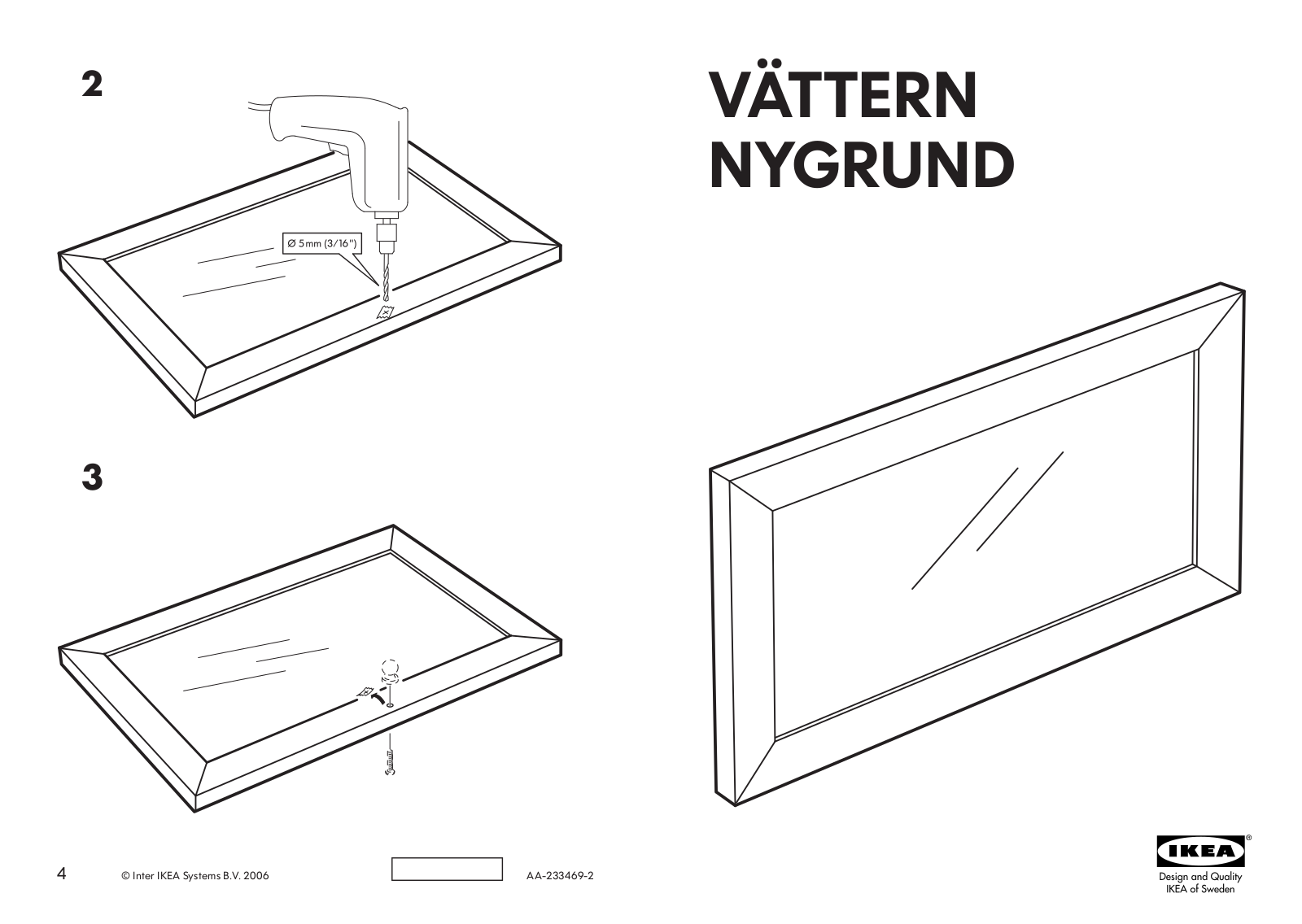 IKEA VÃTTERN NYGRUND DRAWER FRONT 15X8 Assembly Instruction