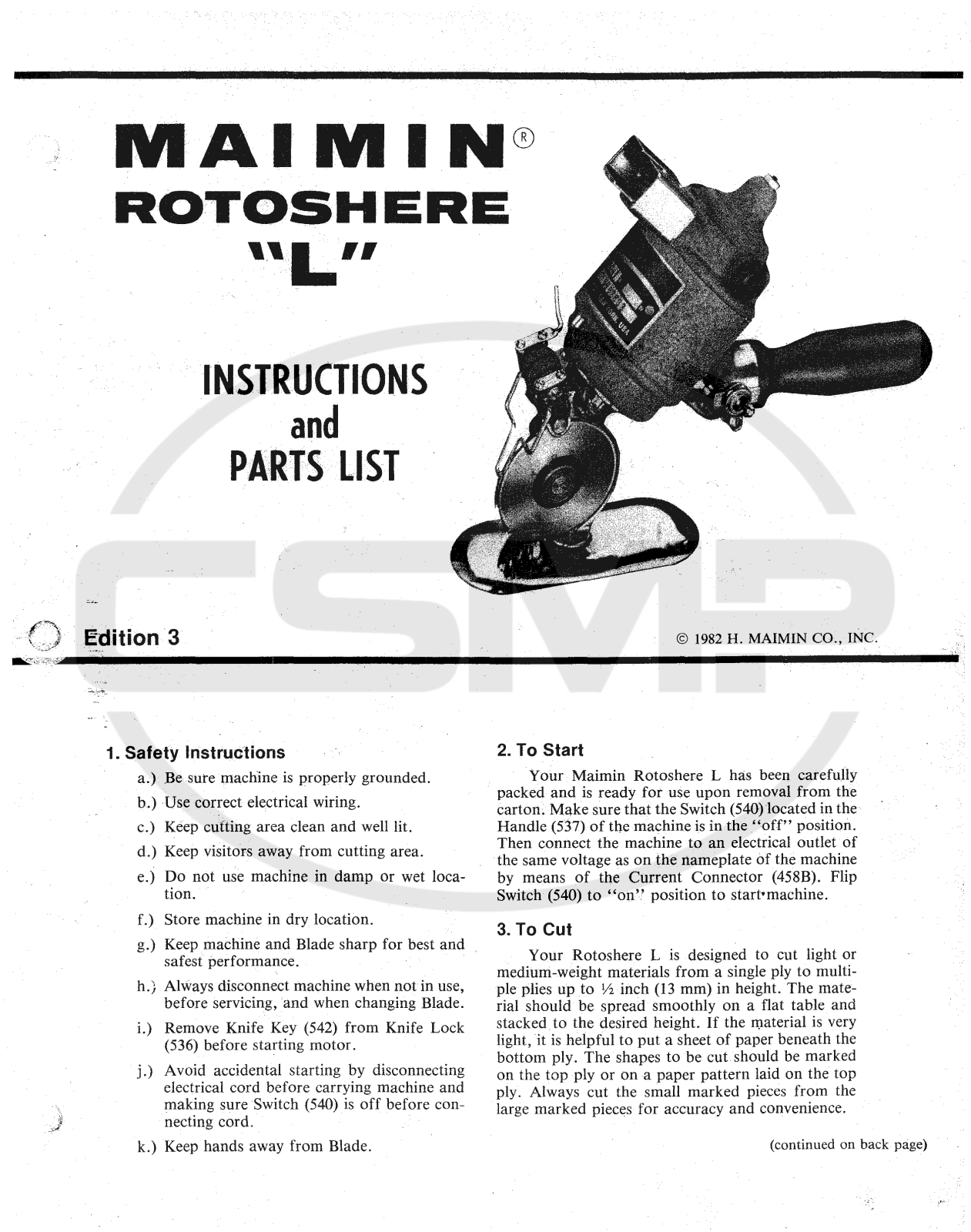 Maimin ROTOSHERE_L Parts Book