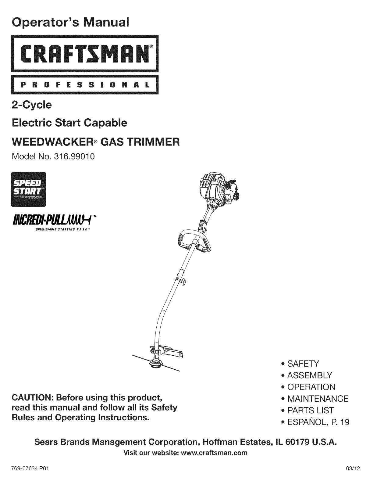 Craftsman 31699010 Owner’s Manual