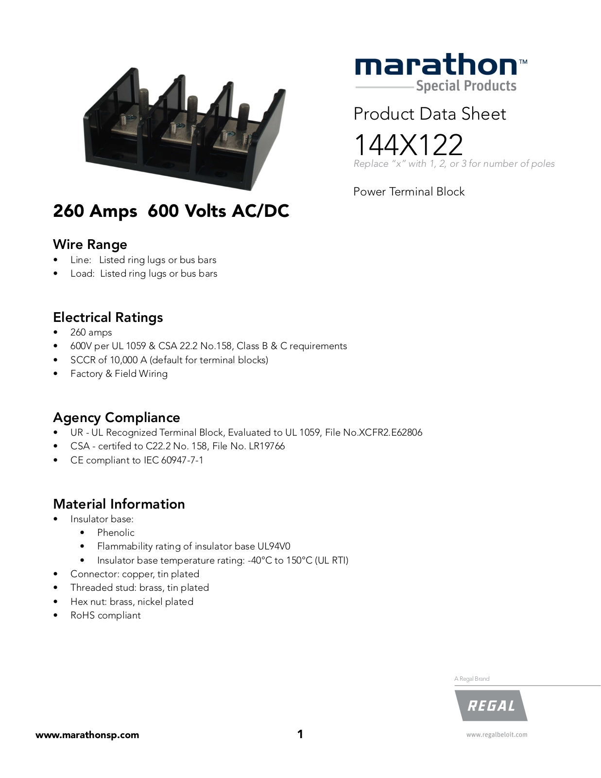 Marathon Special Products 144X122 Data Sheet