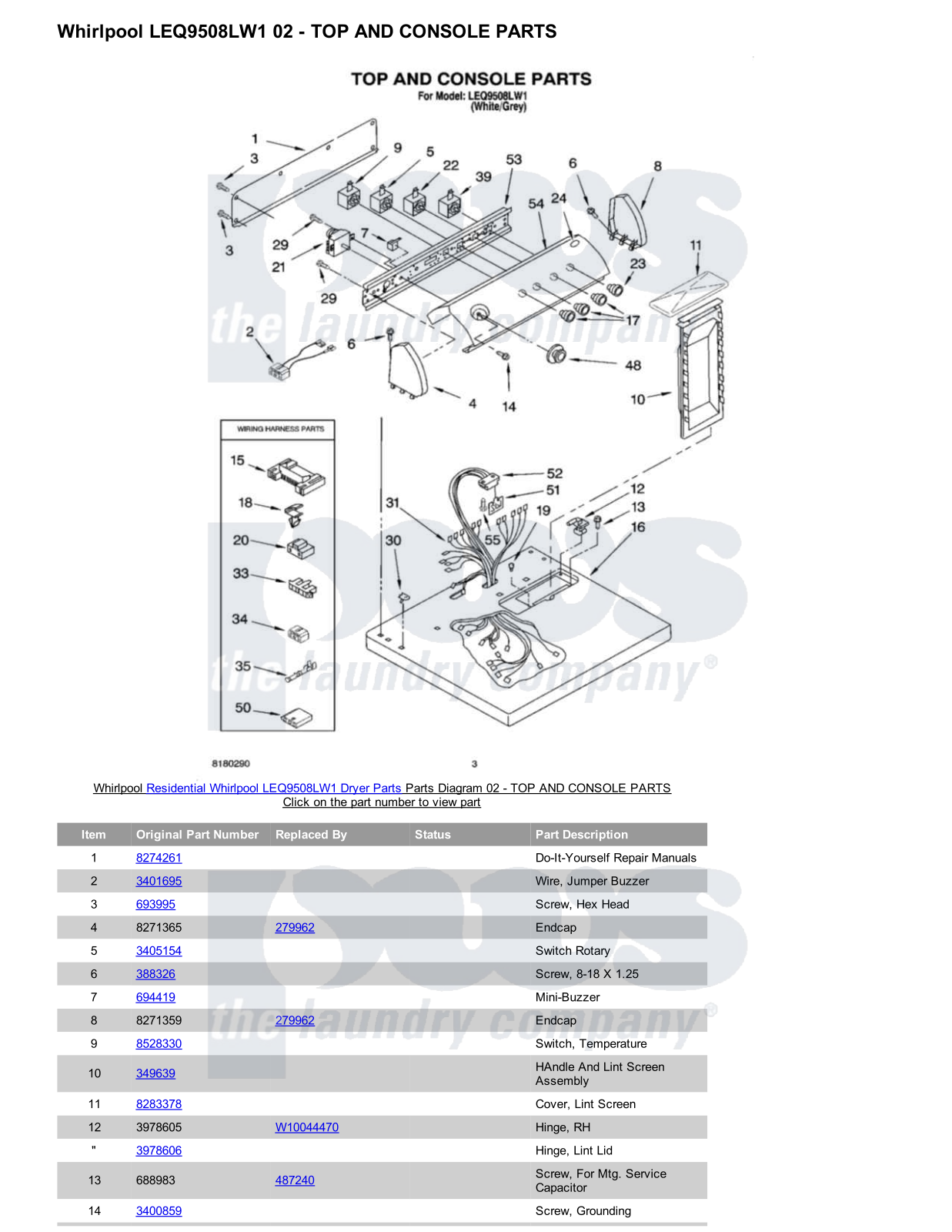 Whirlpool LEQ9508LW1 Parts Diagram