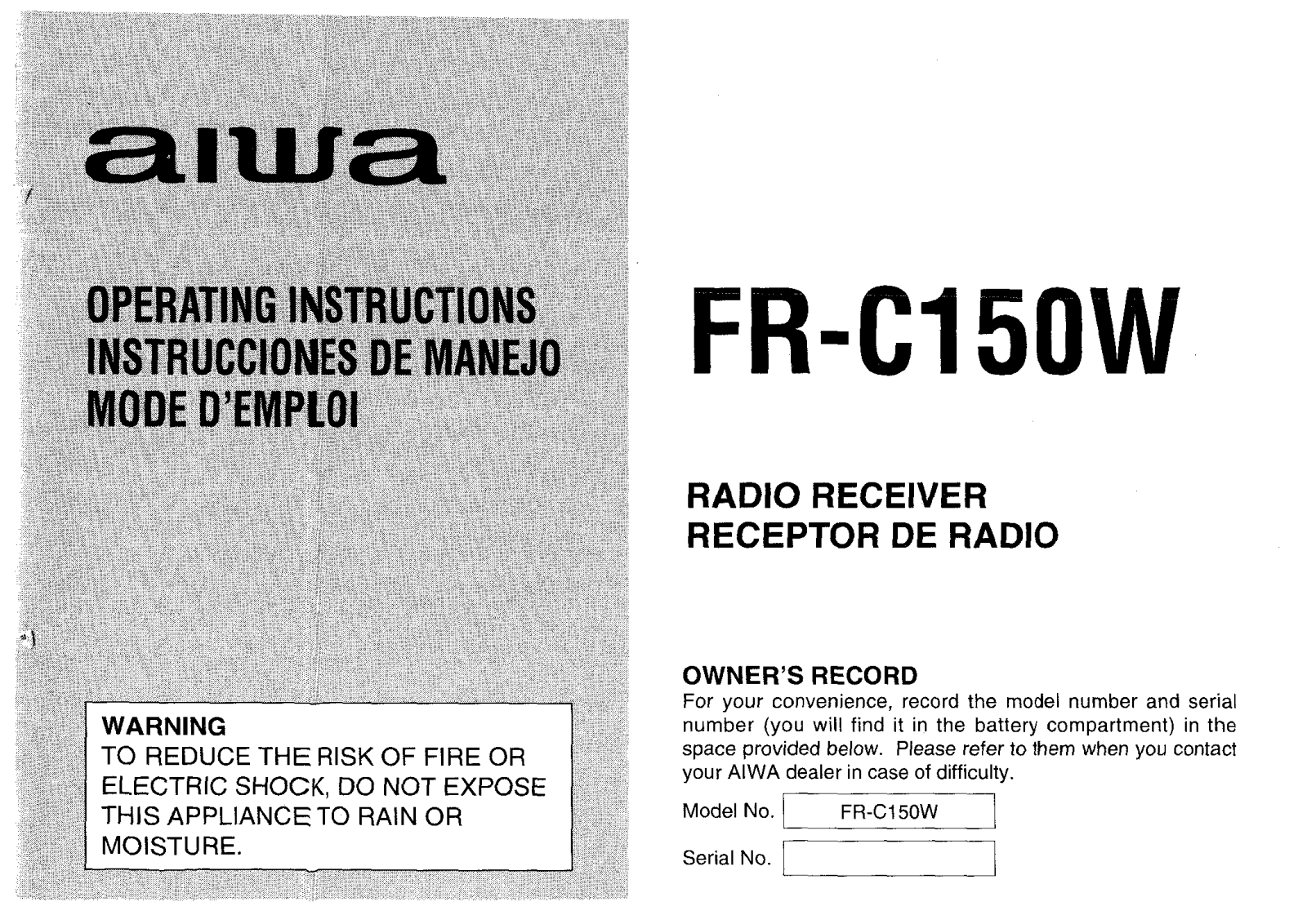 AIWA FR-C150 Operating Instructions - ManualMachine.com