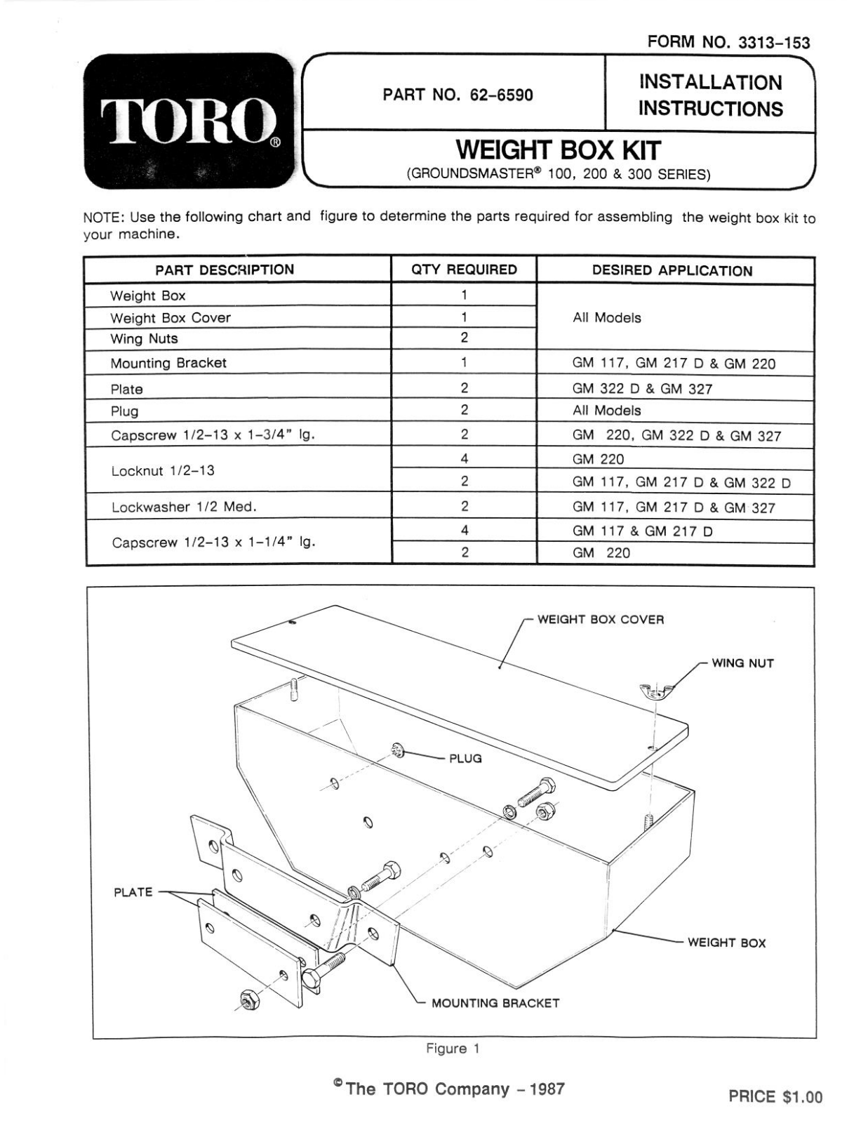 Toro 62-6590 Installation Instructions