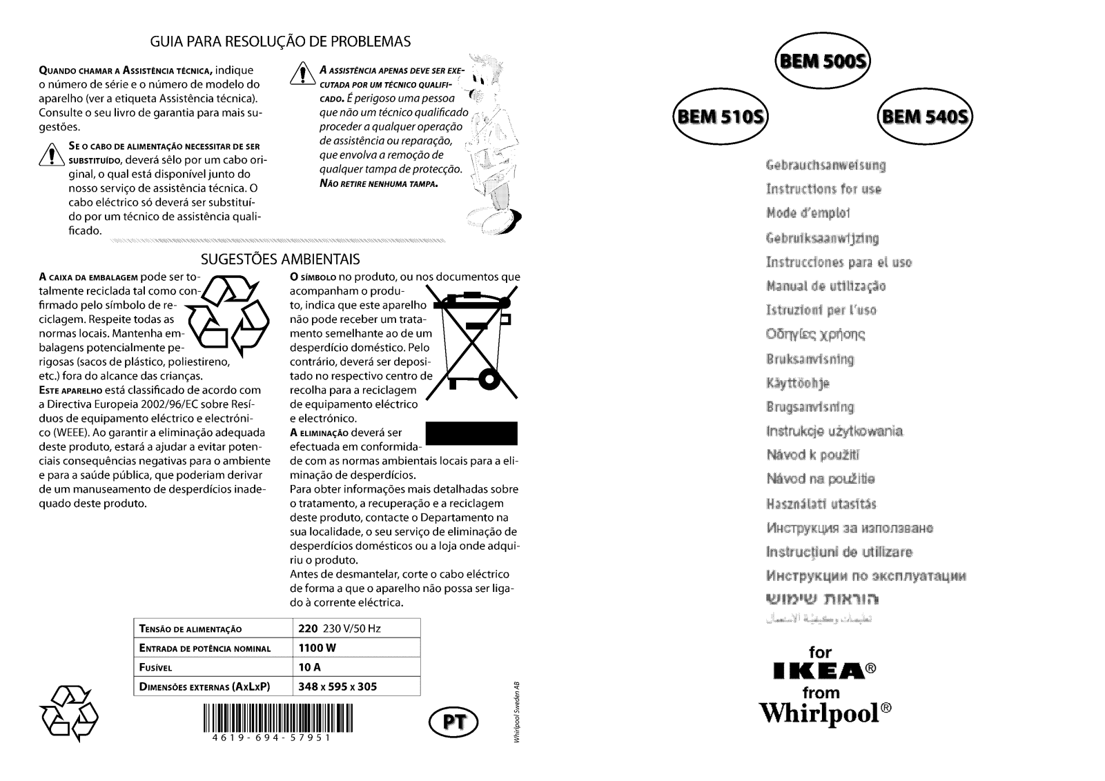 IKEA BEM 510S User Manual