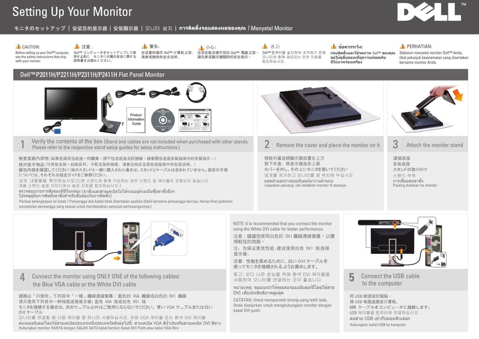 Dell P2311H Setup Diagram