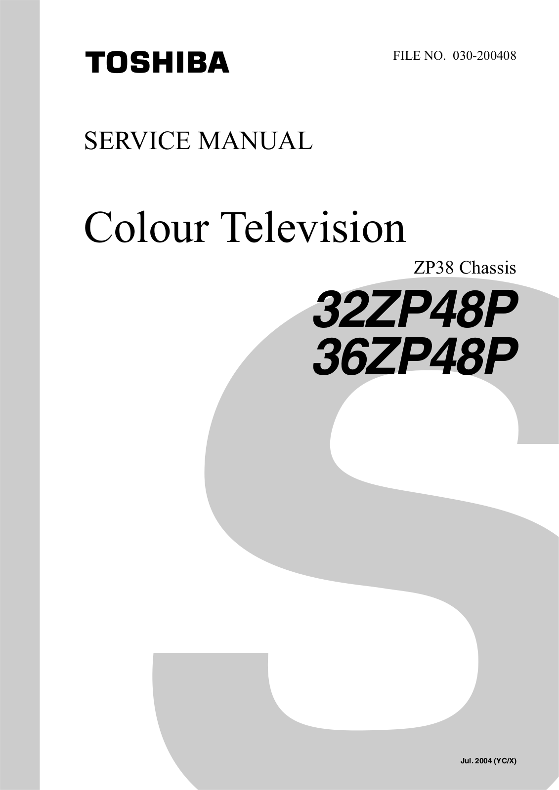 Toshiba 32ZP48P, 36ZP48P Schematic