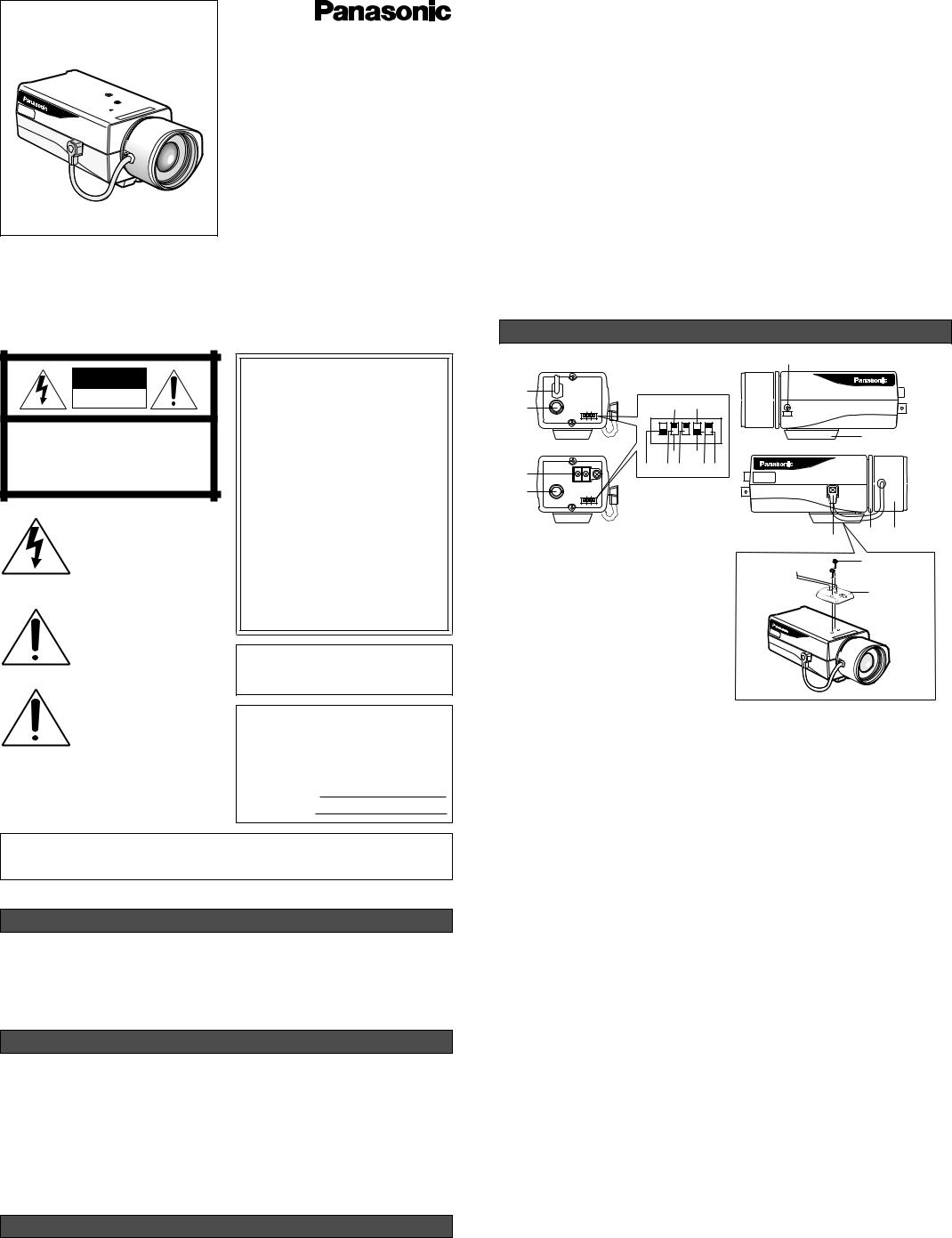 Panasonic WV-CL240, WV-CL274E User Manual