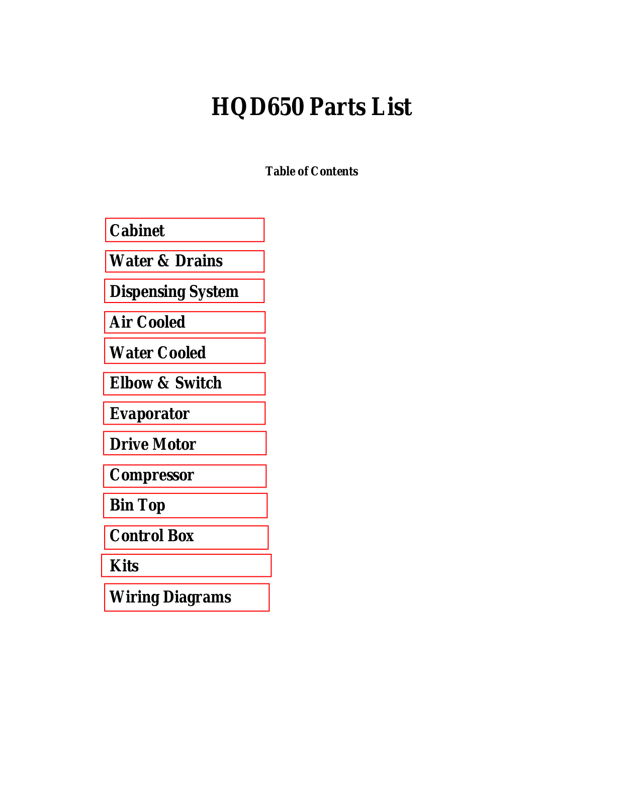 Scotsman HQD650 Parts Manual