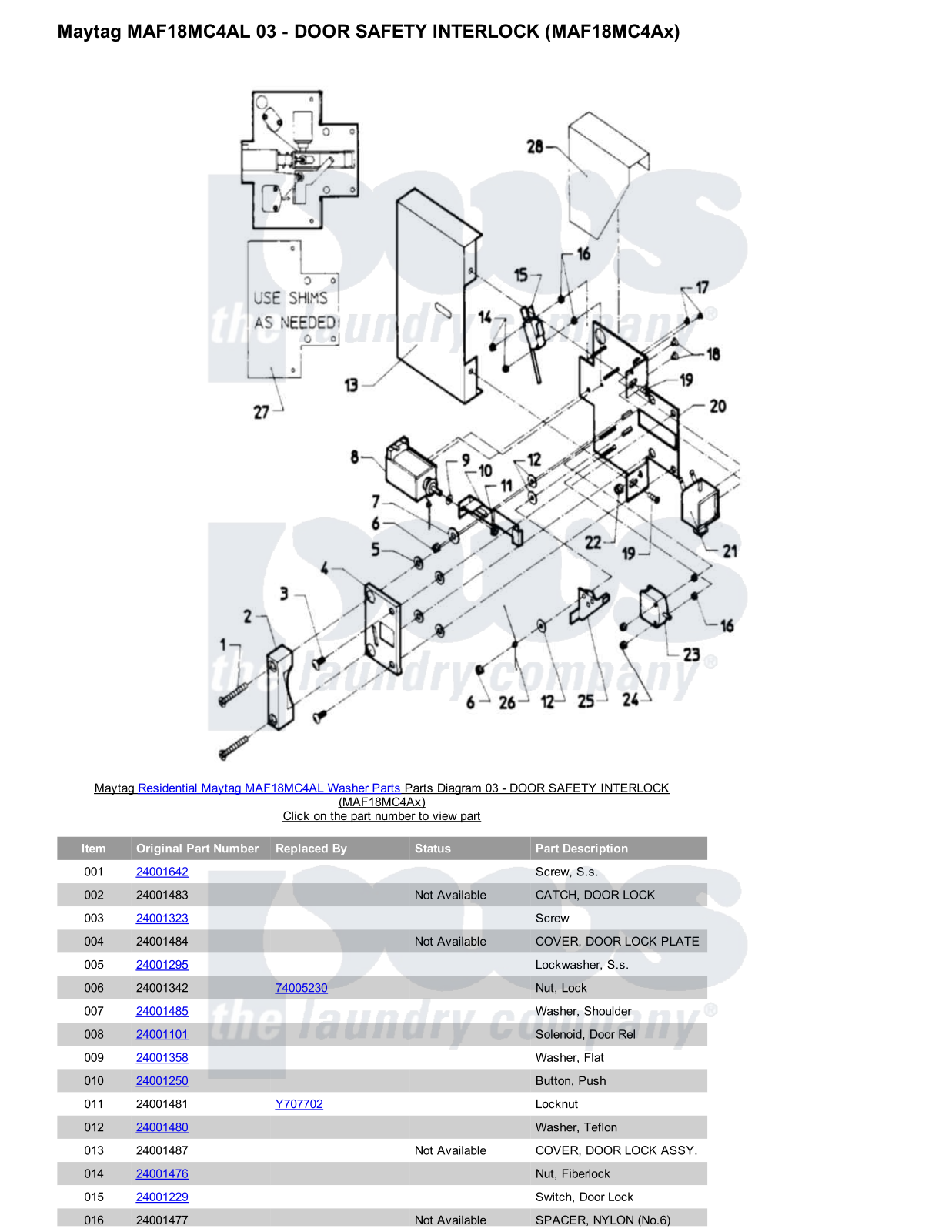 Maytag MAF18MC4AL Parts Diagram