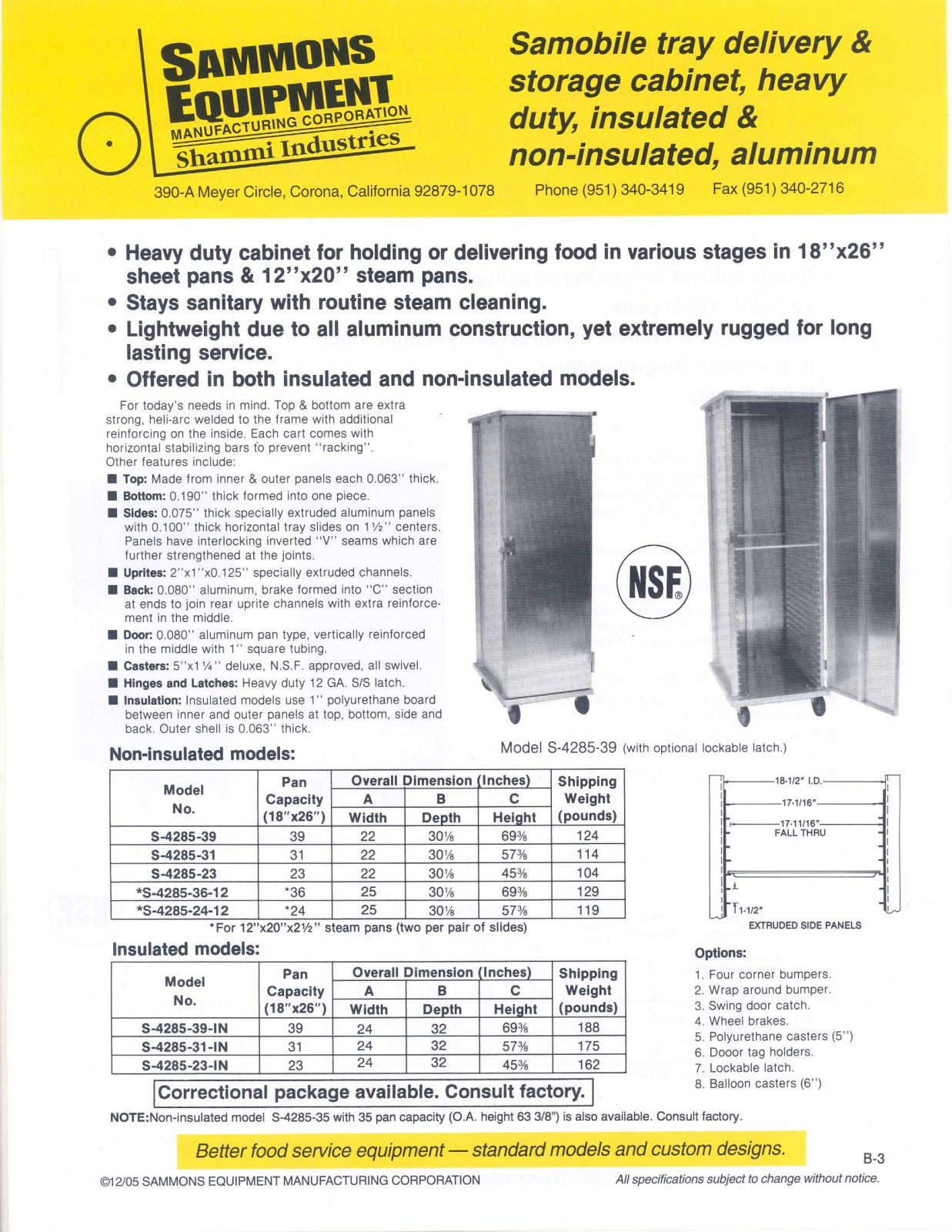 Sammons Equipment S-4285-23 User Manual