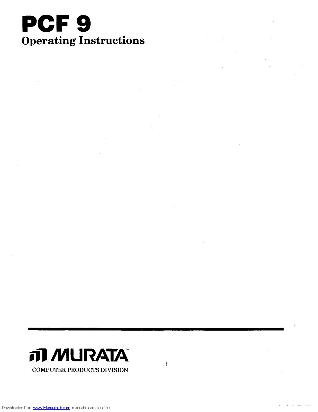 Murata PCF9 Operating Instructions Manual - ManualMachine.com