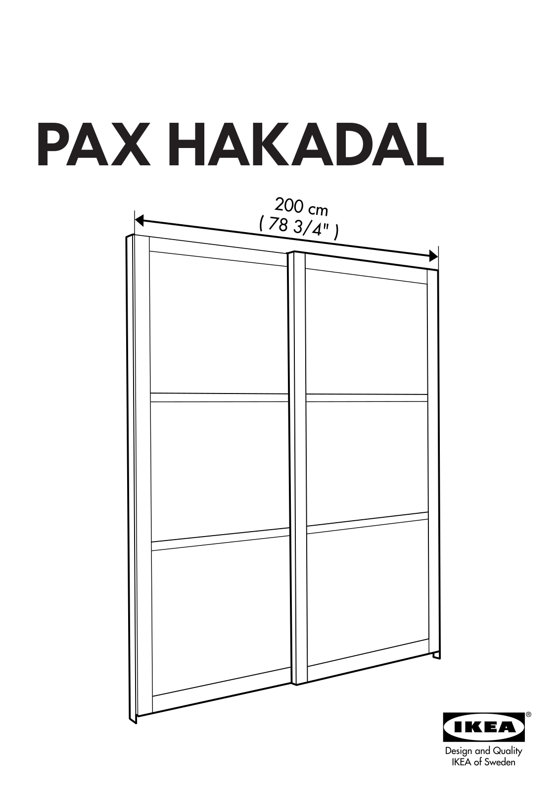 IKEA PAX HAKADAL SLIDING DOOR PAIR 79X93 Assembly Instruction