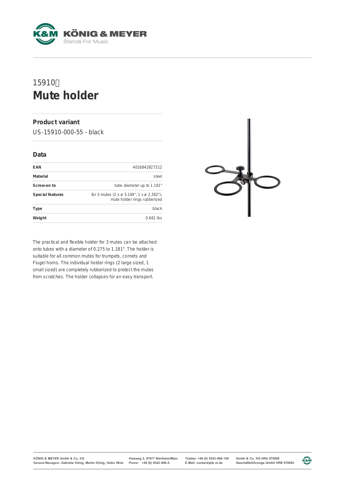 K&M 15910 Data Sheet