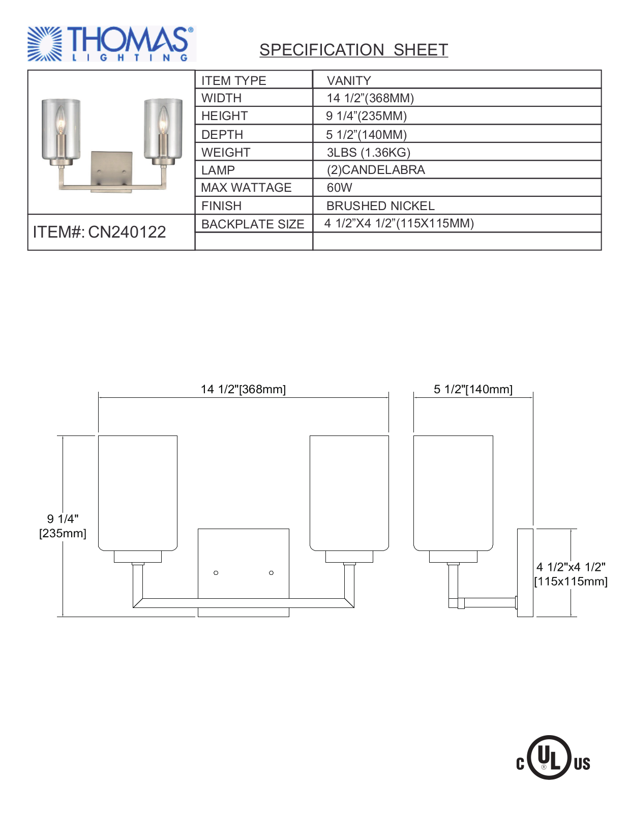 Thomas Lighting CN240122 User Manual - ManualMachine.com
