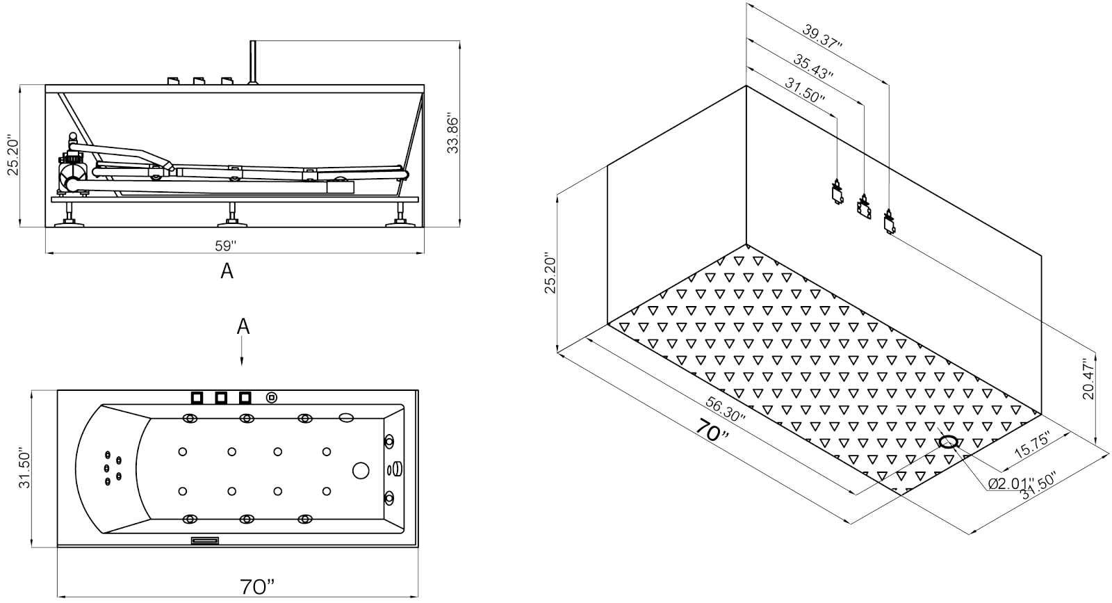 Ariel Bath ZZB1151 Dimensions - ManualMachine.com