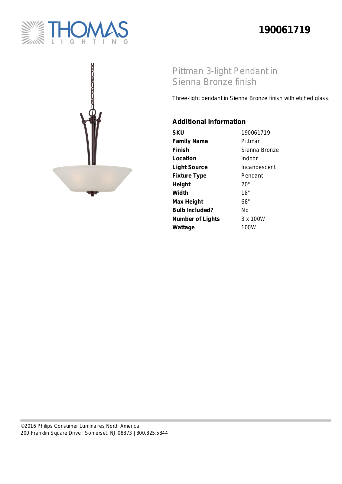 Thomas Lighting 19006BRONZE User Manual - ManualMachine.com
