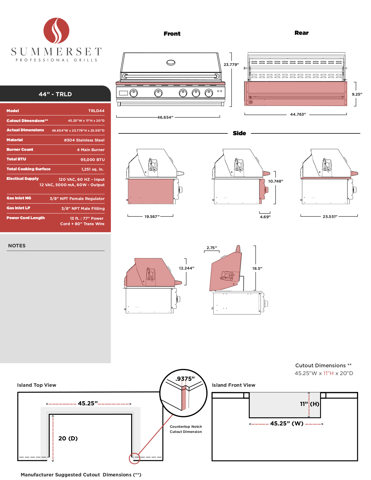 Summerset Grills TRLD44ALP Specifications - ManualMachine.com