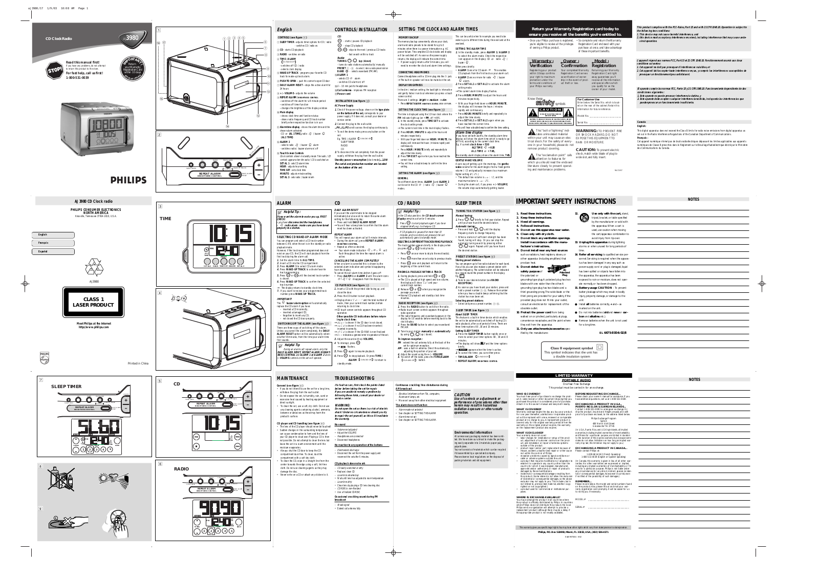 Philips AJ3980/17 User Manual