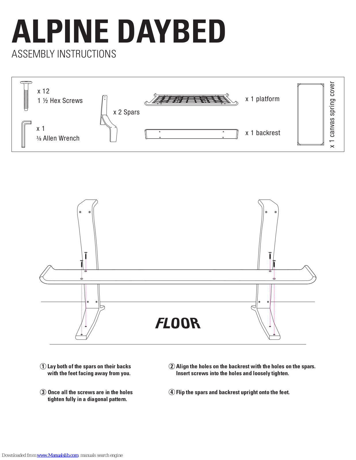 Case Study ALPINE DAYBED Assembly Instructions Manual