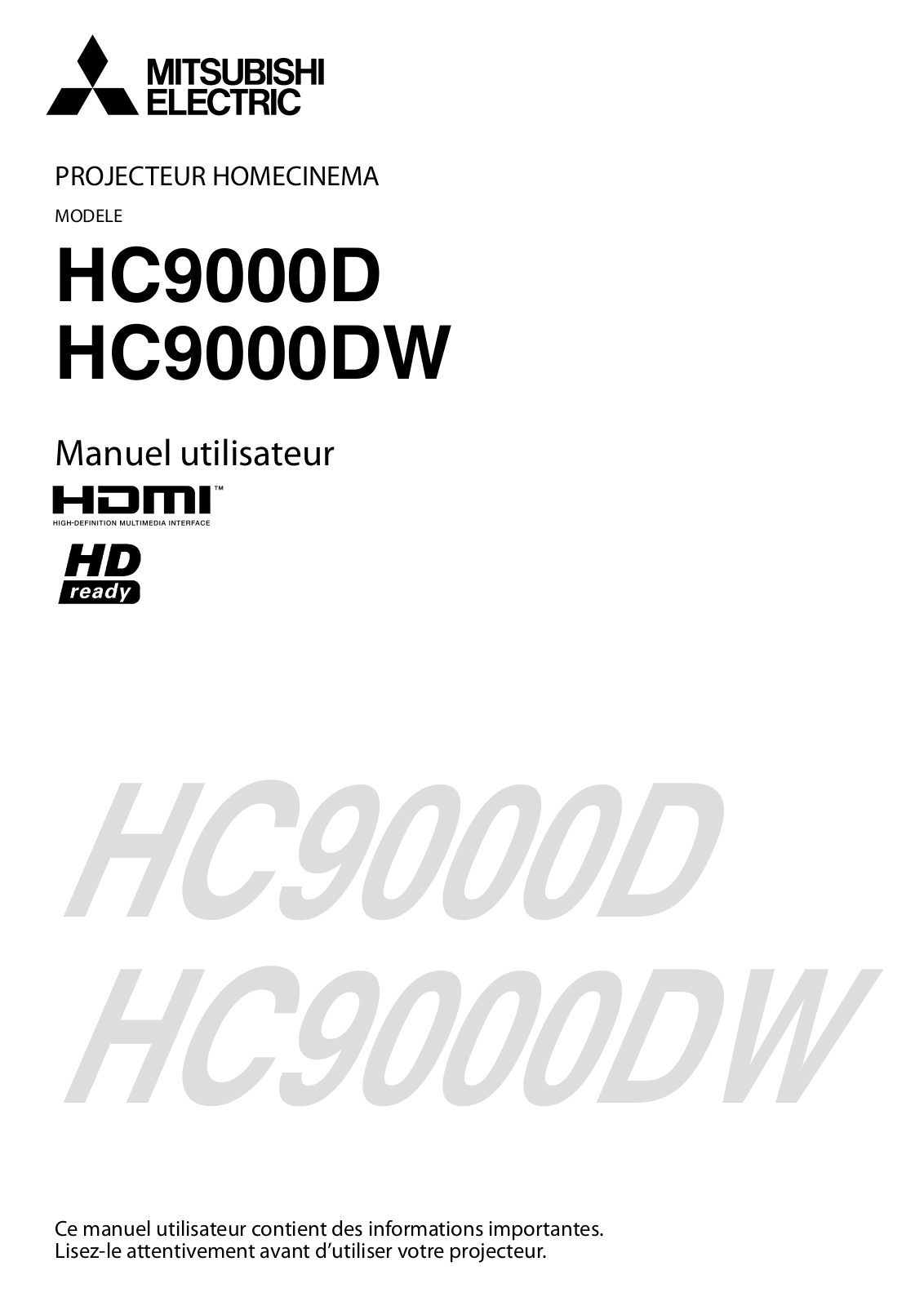 MITSUBISHI HC9000D, HC9000DW User Manual