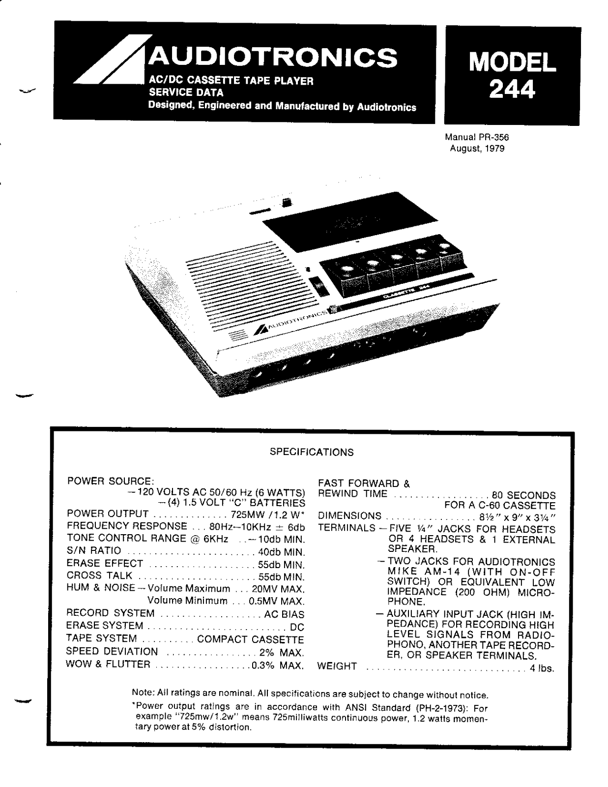 Audiotronics 244 User Manual - ManualMachine.com