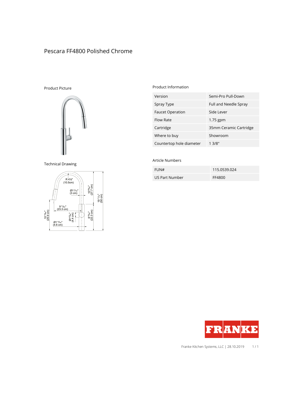 Franke FF4800 Factsheet