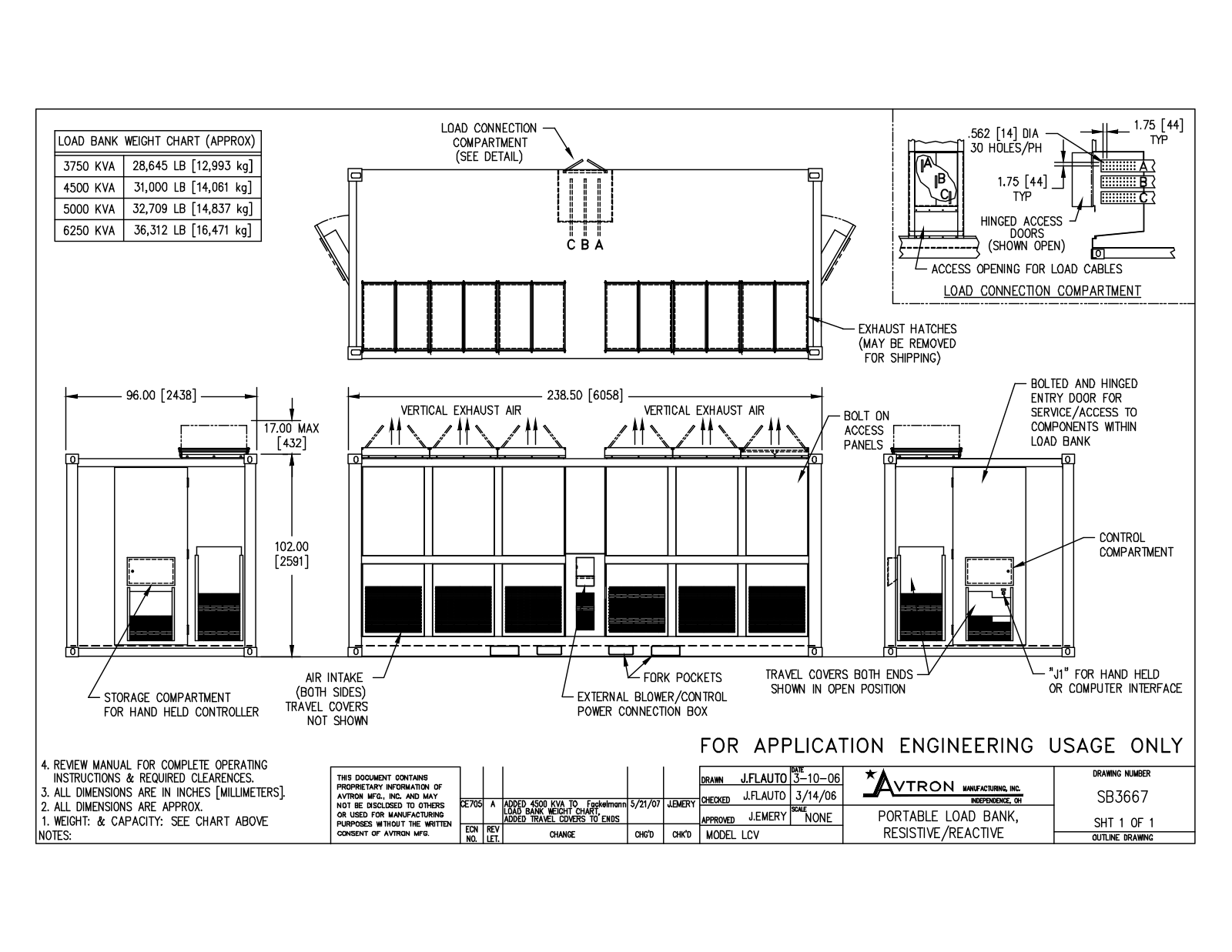 Emerson 3750-6250 KVA LCV Container Diagrams and Drawings