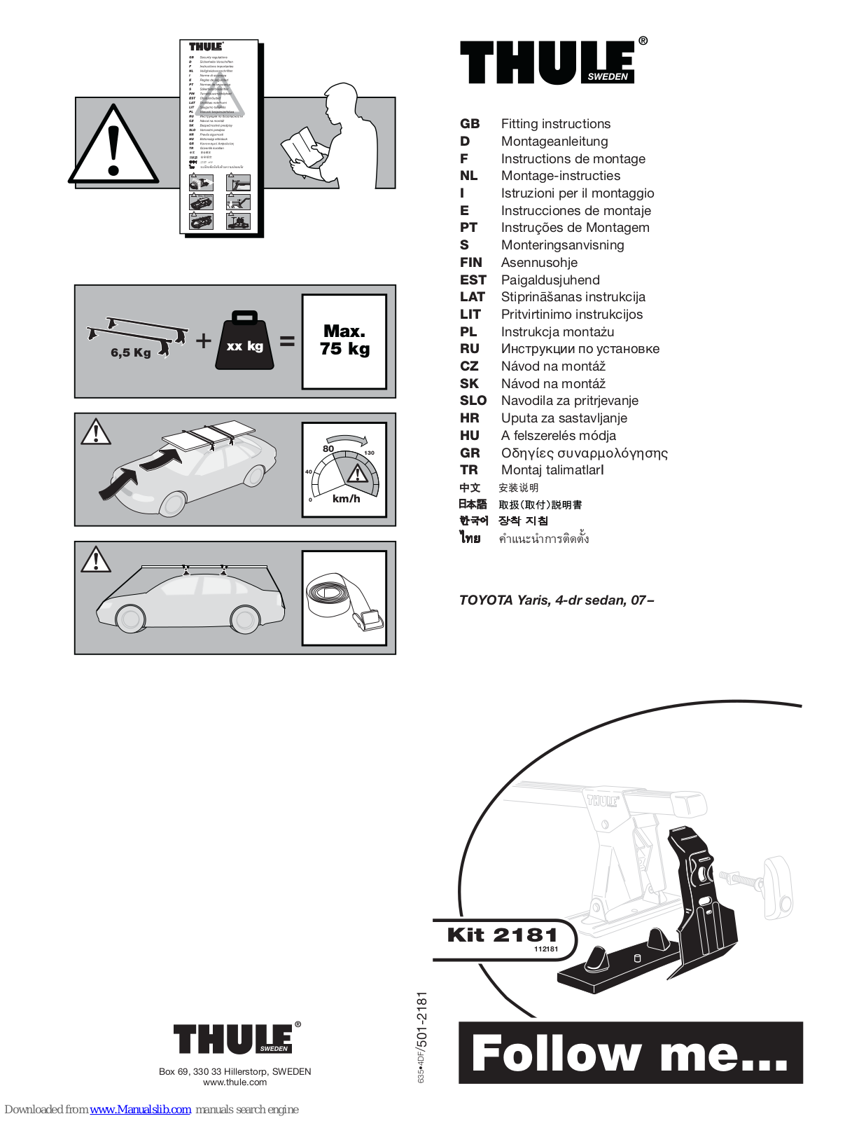 Thule Kit 2181, 2181 Fitting Instructions Manual - ManualMachine.com
