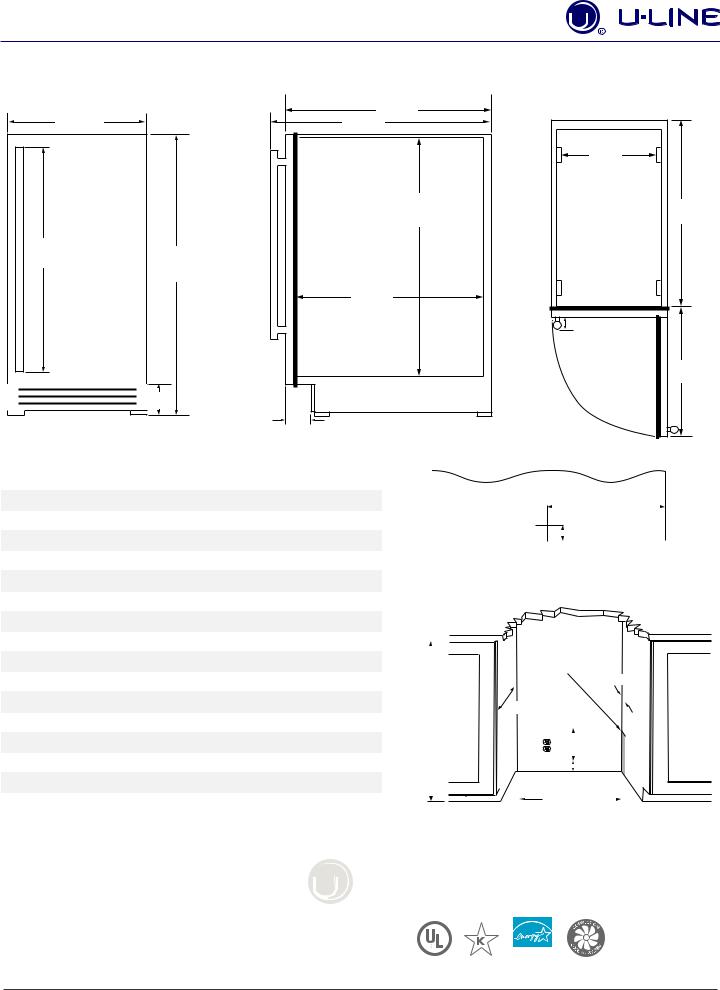 U-Line UHRE515-SG01A, UHRE515-SS01A, UHRE515-IG01A Specifications