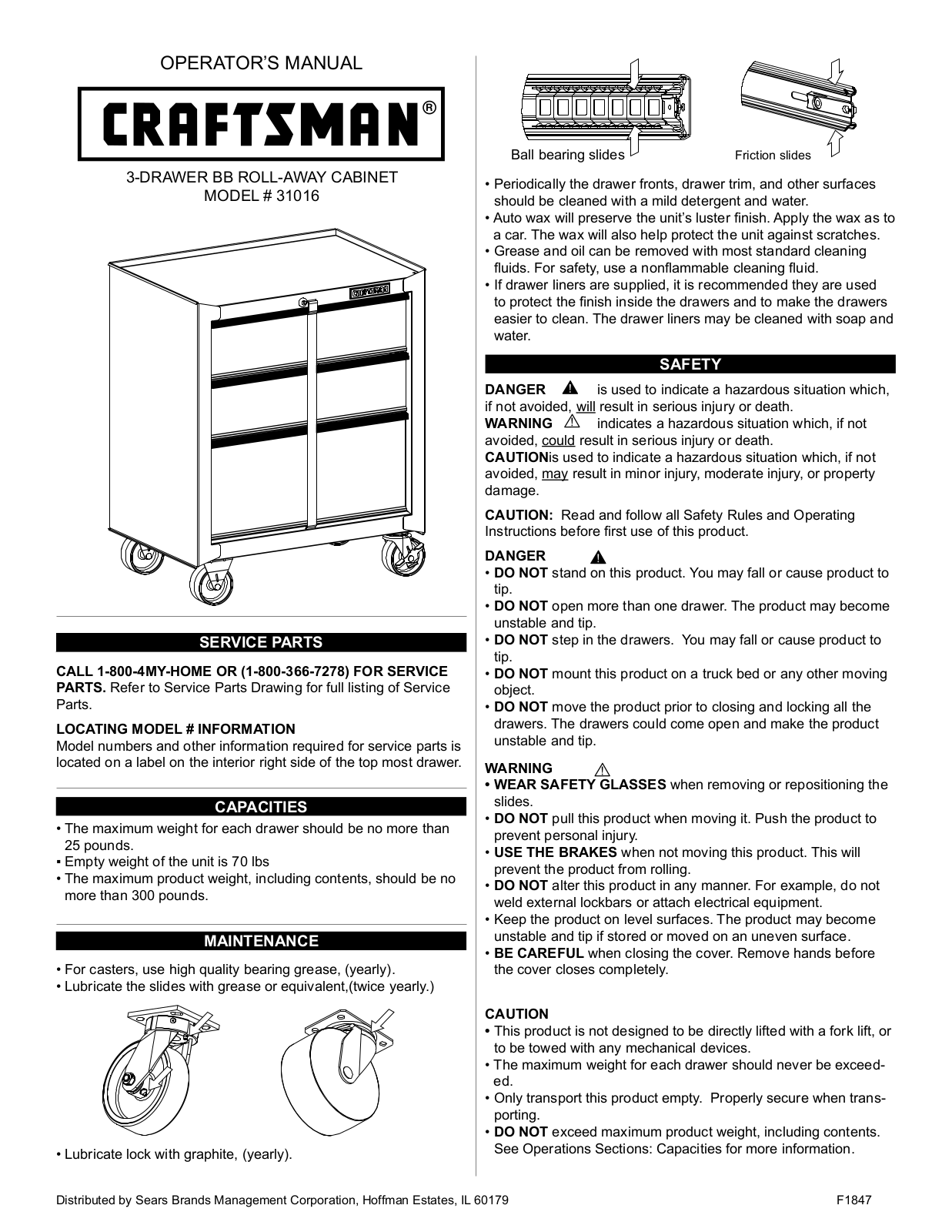 Craftsman 31016 User Manual