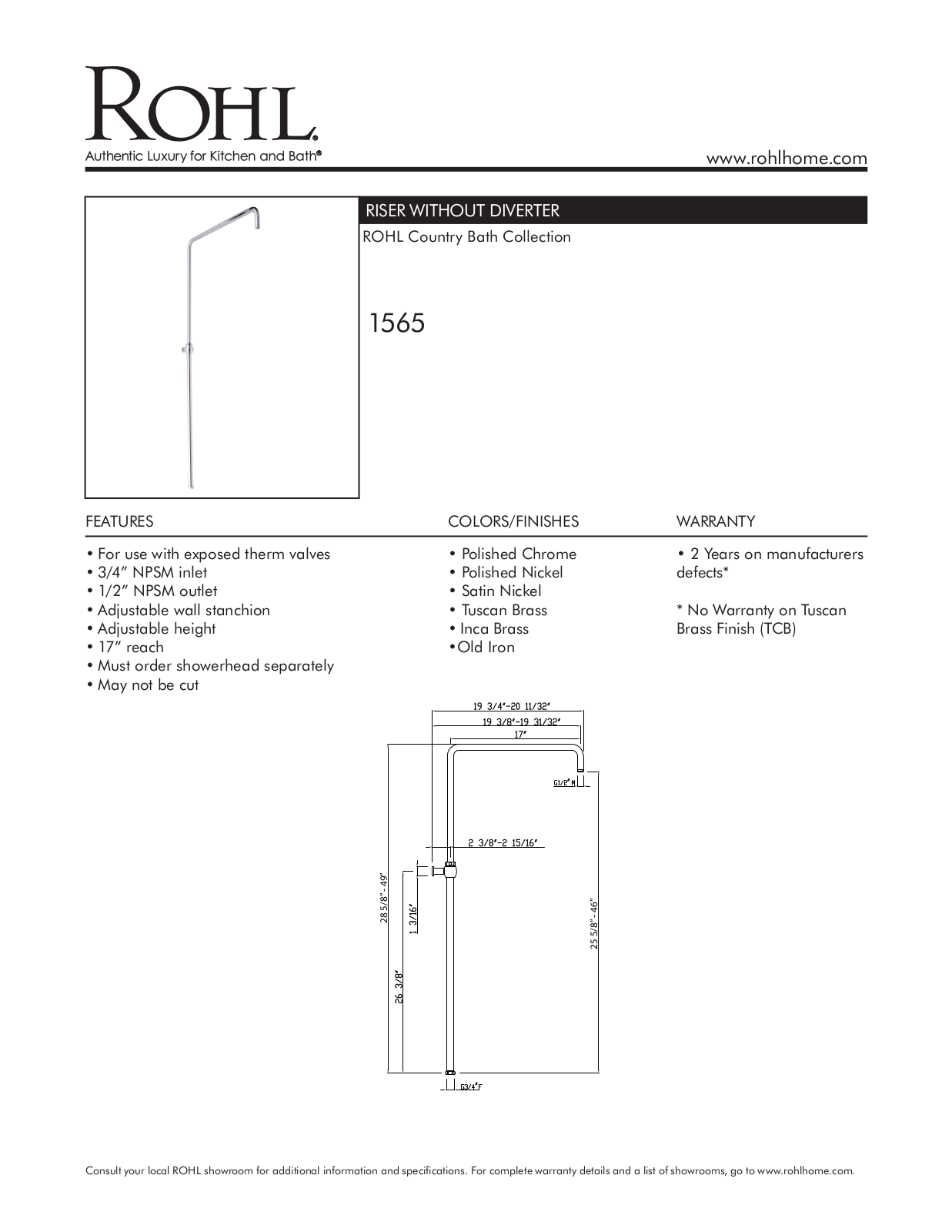 Rohl 1565OI User Manual