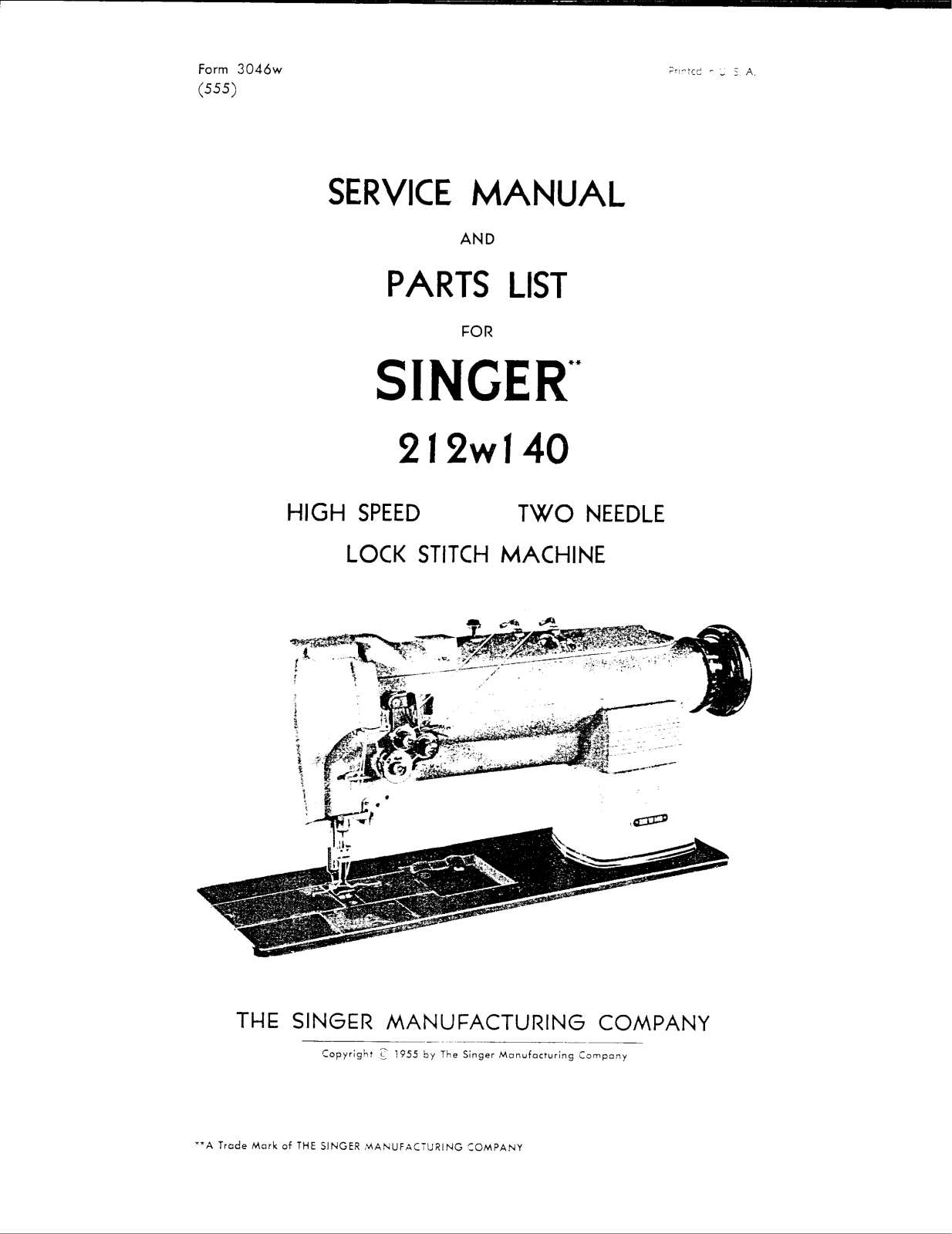 Singer 212W140 User Manual