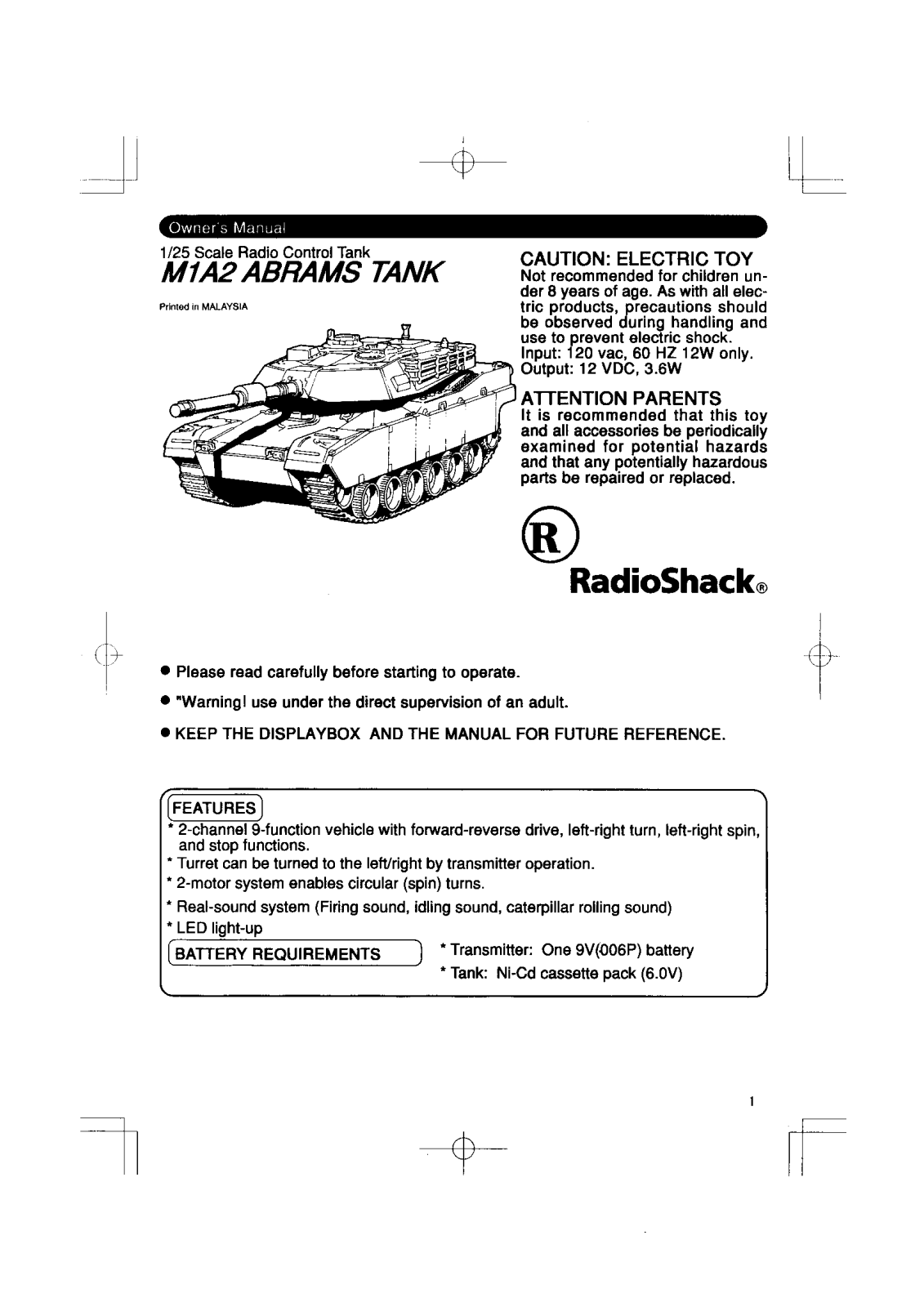 Radio Shack 6004257 Users manual