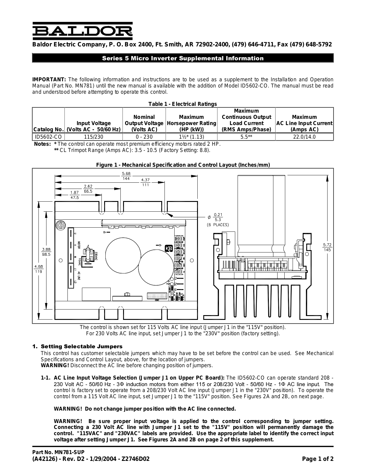 Baldor MN781-SUP User Manual