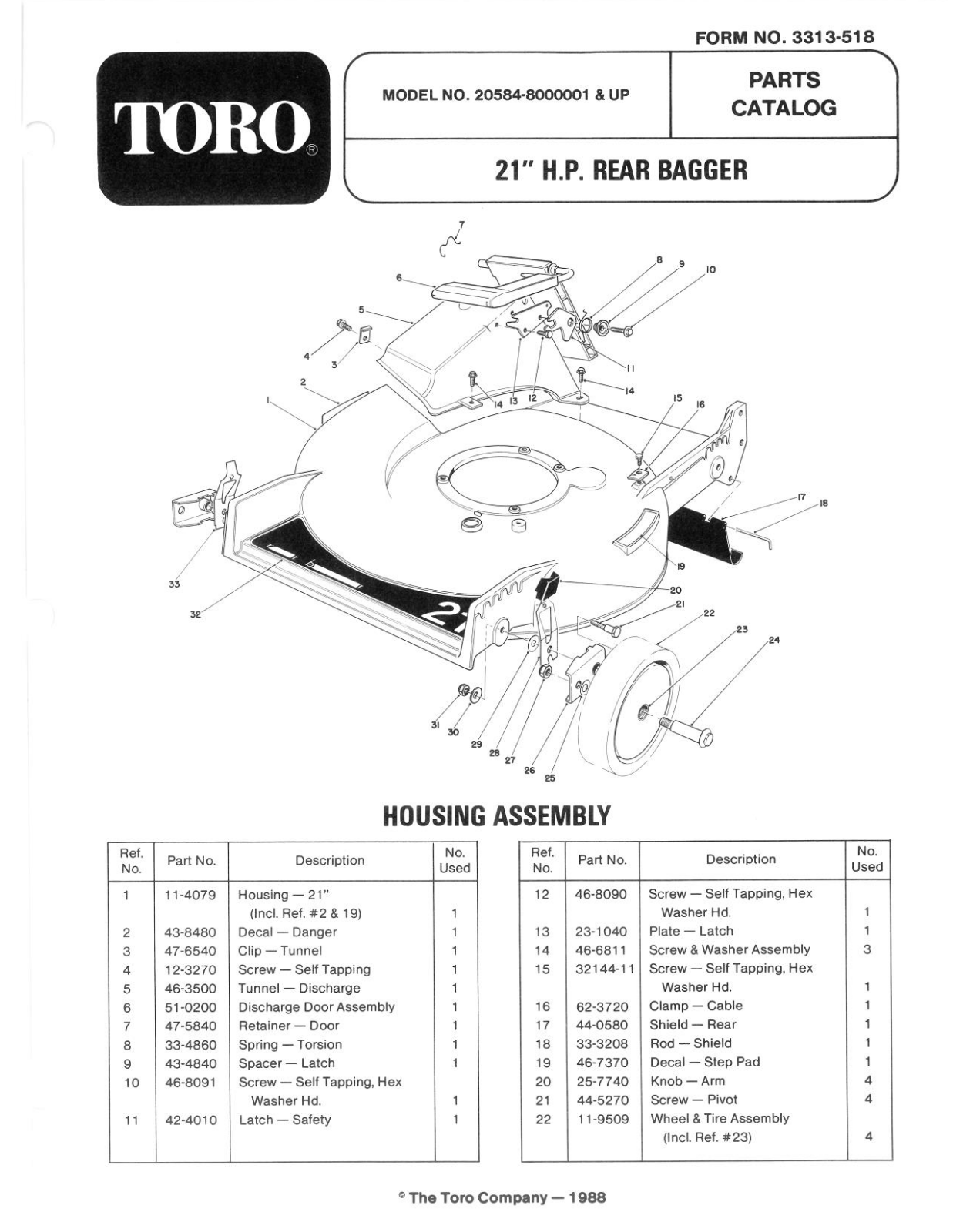 Toro 20584 Parts Catalogue