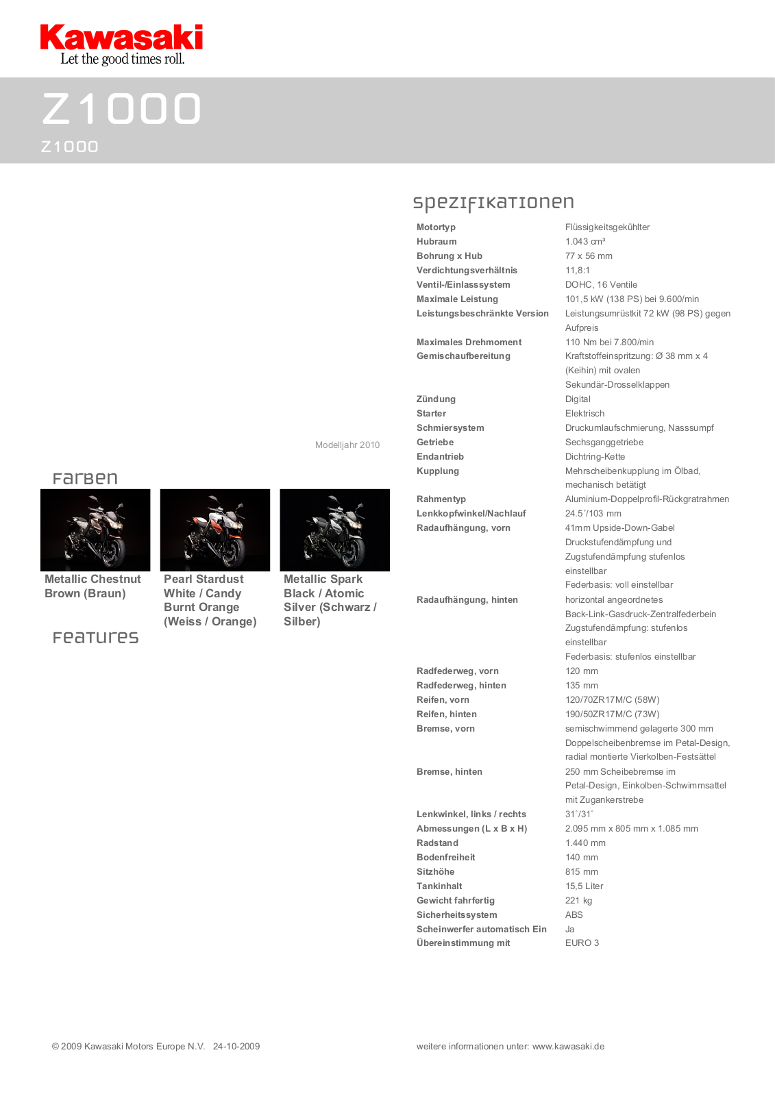 Kawasaki Z1000 Brochure