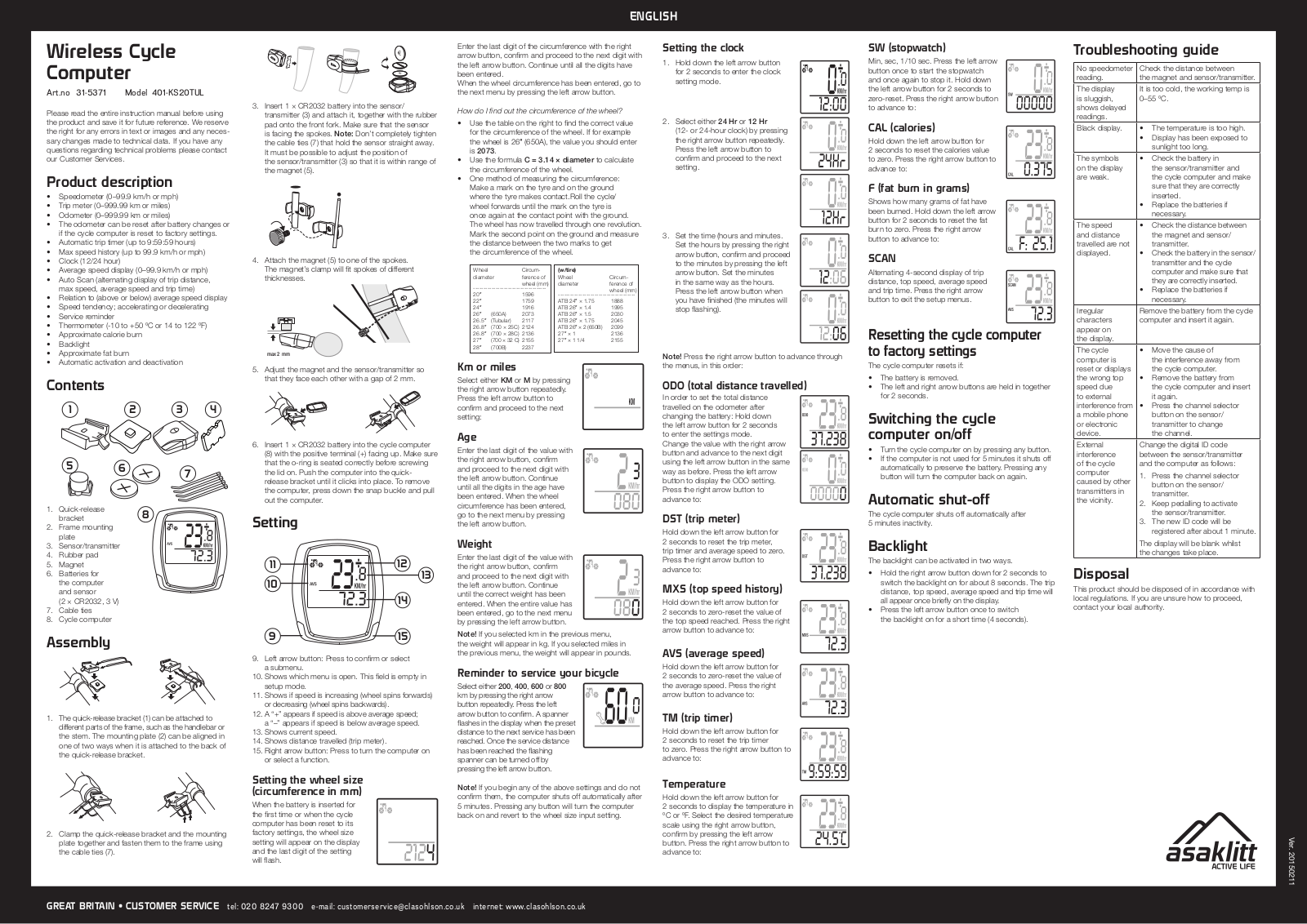 Asaklitt 401-KS20TUL User Manual