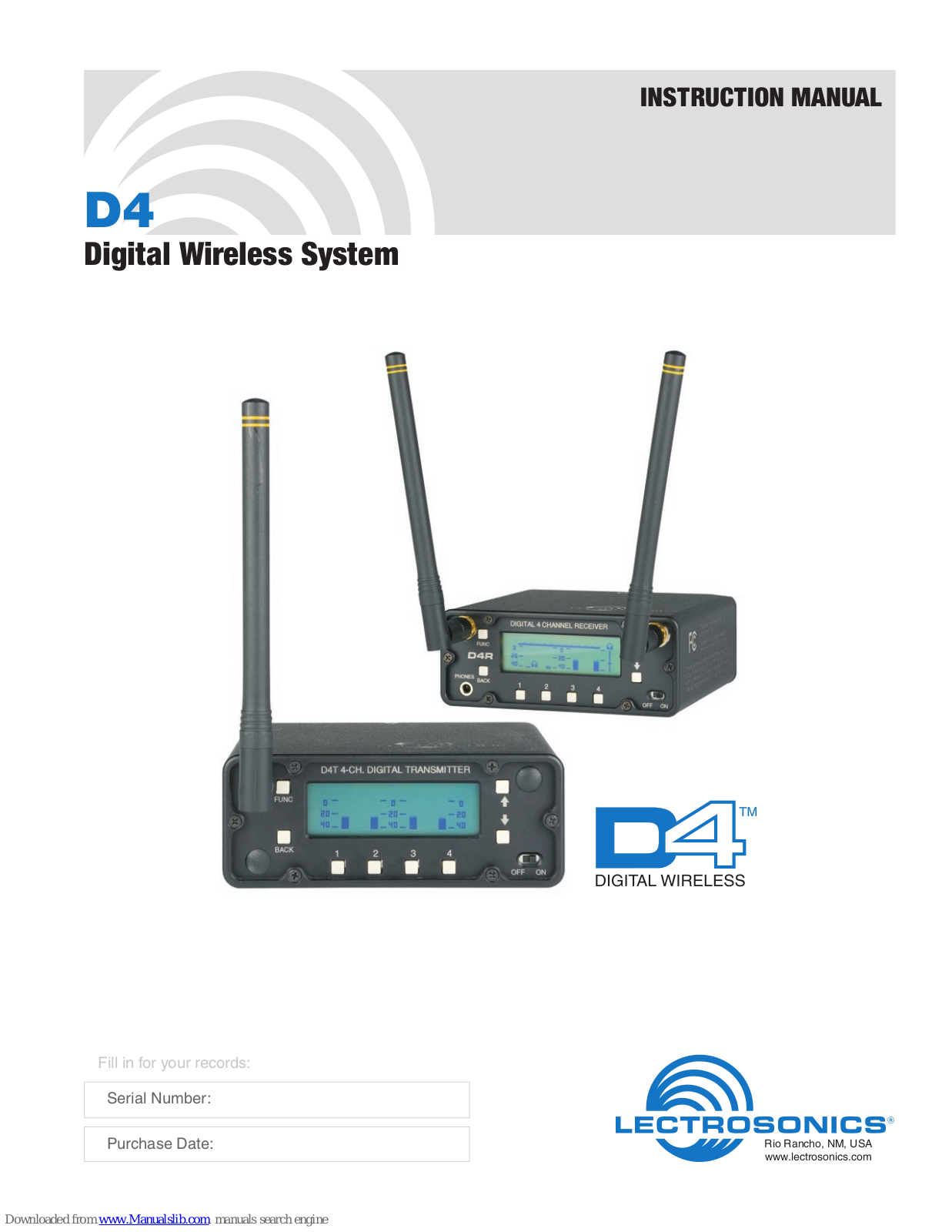 Lectrosonics D4T, D4R Instruction Manual