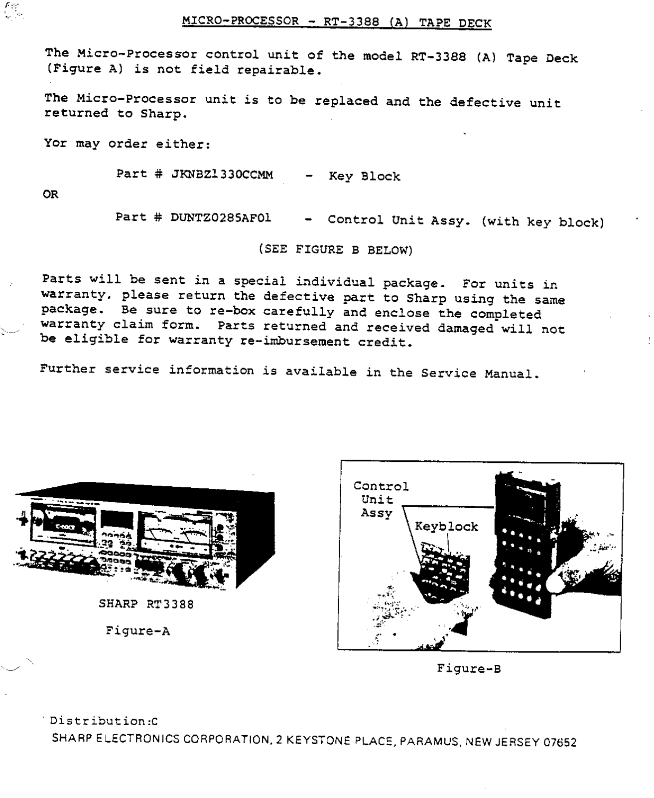 Sharp rt-3388 User Manual