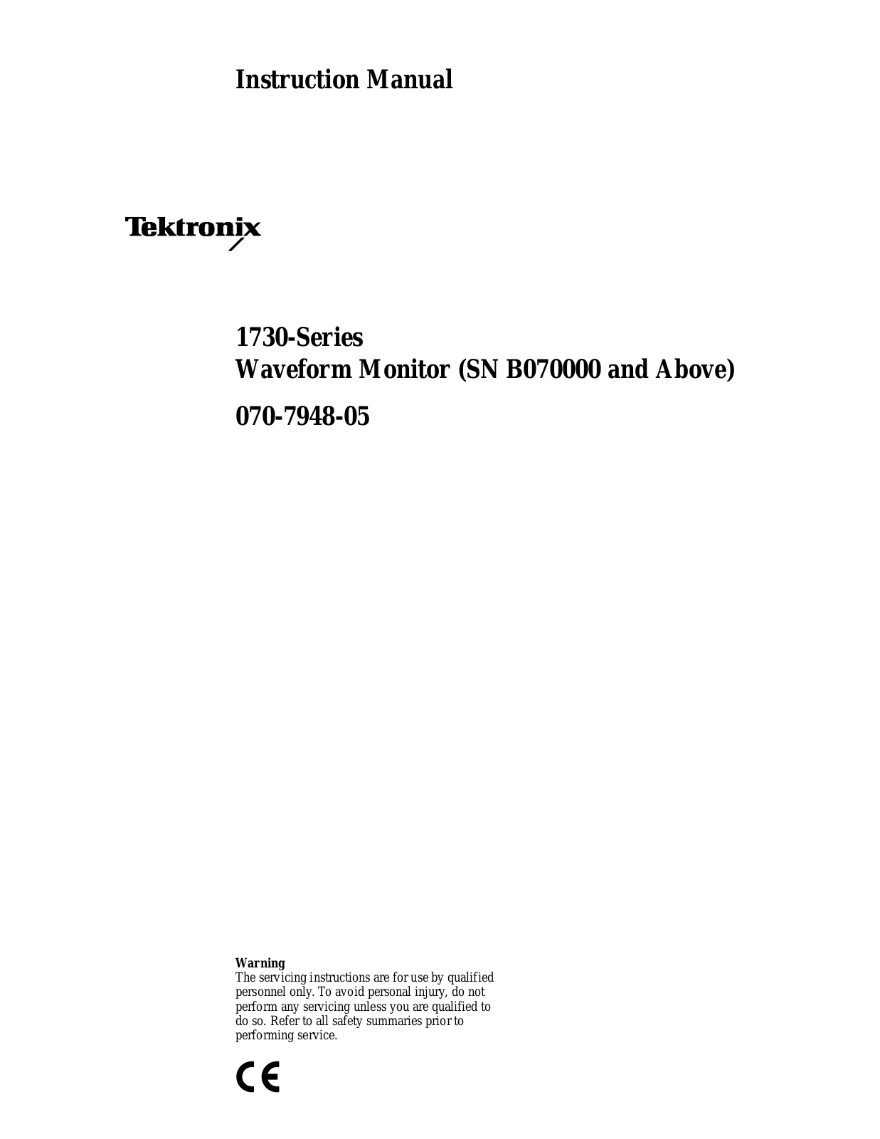 Tektronix 1730-s Service manual